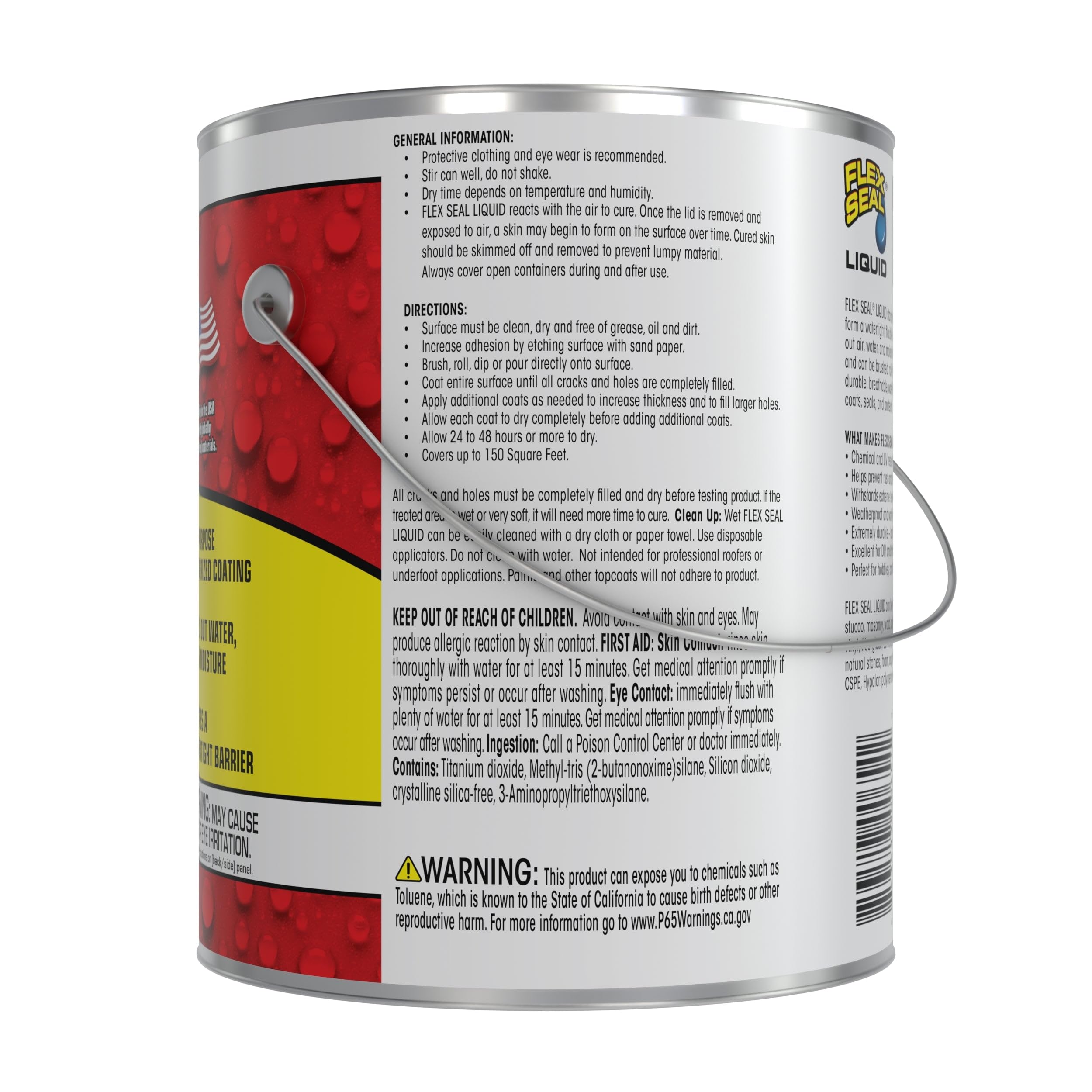 Liquid Rubber Coating Flex Seal, Waterproof, Flexible, Breathable, and UV Resistant, Roof Repair, Basements, RV, Campers, Trailers, Marine, EPDM, Masonry, 1 Gallon, White