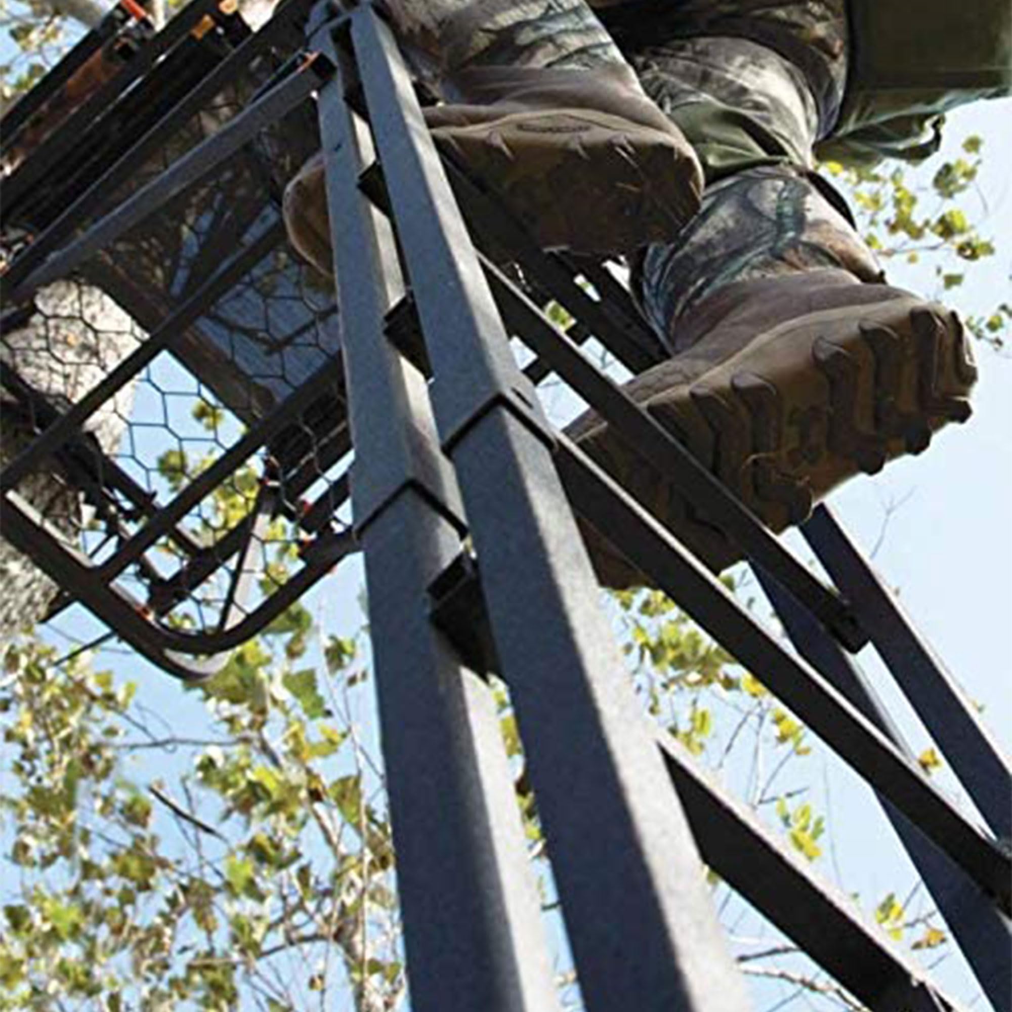 Muddy Skybox Deluxe 1-Person Steel Ladder Tree Stand, 20 ft Tall, 350 lb Capacity - Heavy-Duty Hunting Treestand with Flex-Tex Seat, Safety Harness, Adjustable Shooting Rail & Flip-Back Footrest