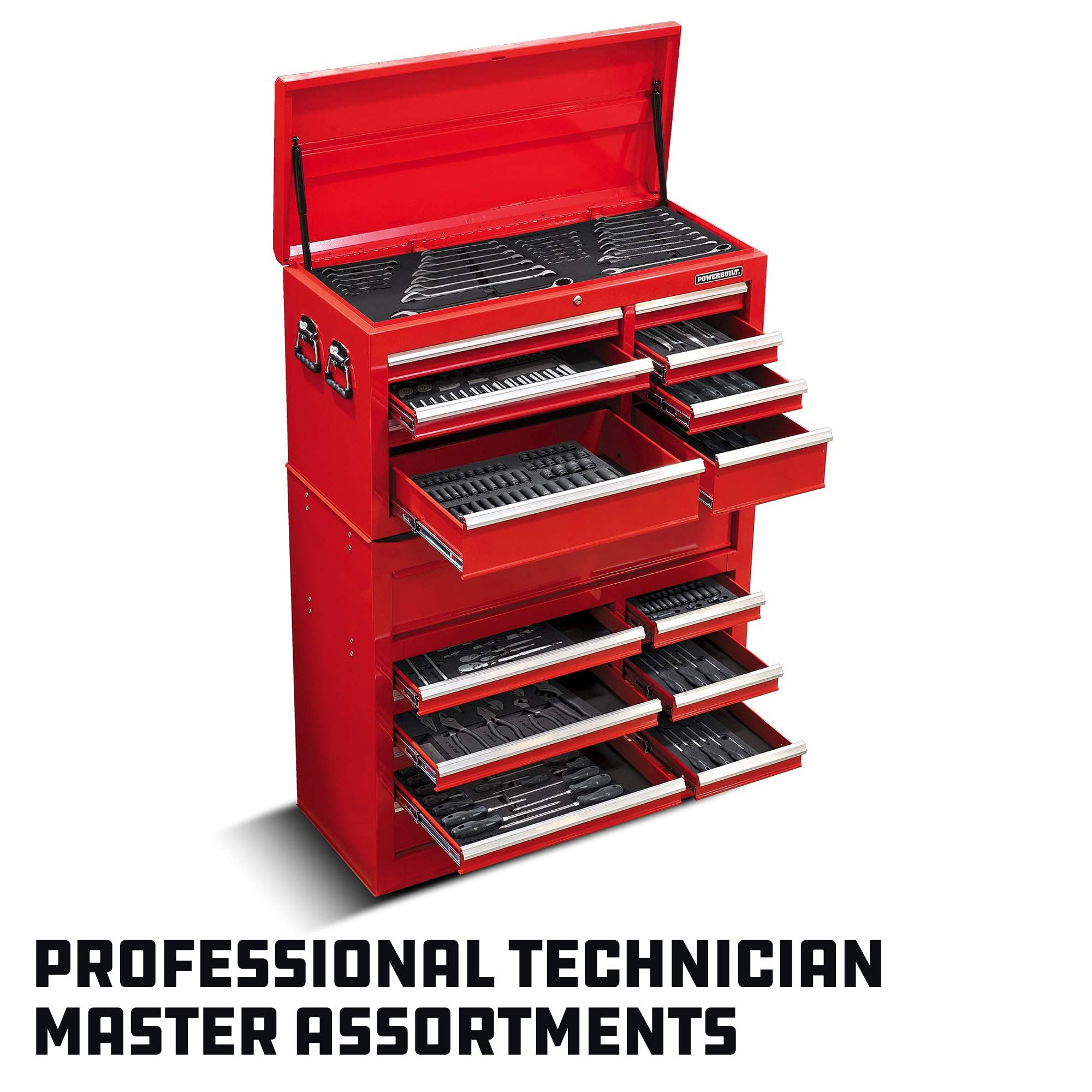 Powerbuilt Ratchet and Socket Tool Set, Extension Bars, Deep and Shallow Sockets, Organizer Tray, Pro Tech Series - 949005, 3/8-Inch, Silver, 54 Piece
