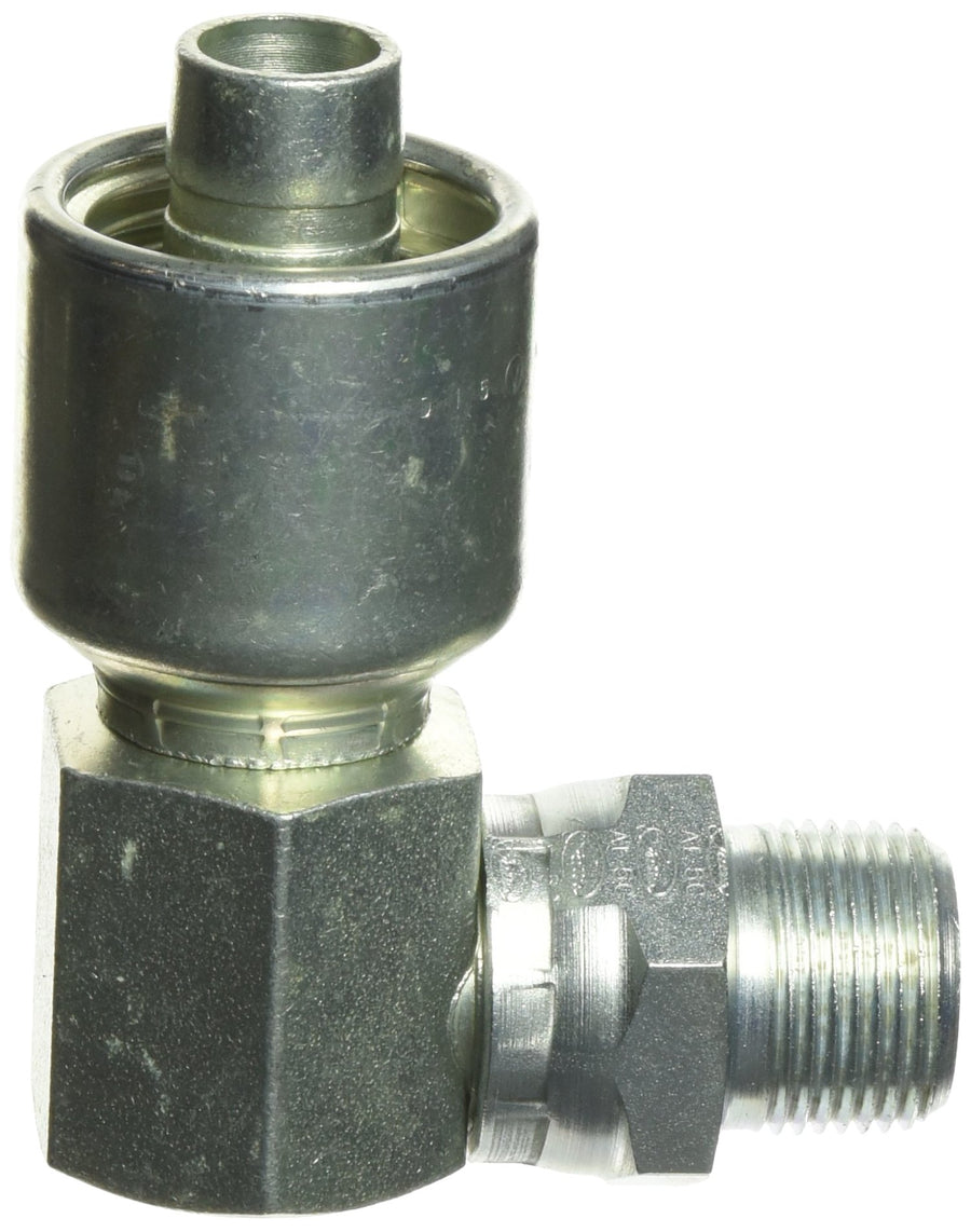 MegaCrimp Couplings Gates 12G-12MPX90, Male Pipe Swivel, 90 Block, NPTF Without 30 Cone Seat, Zinc Plated Carbon Steel, 3.17", 3/4" ID