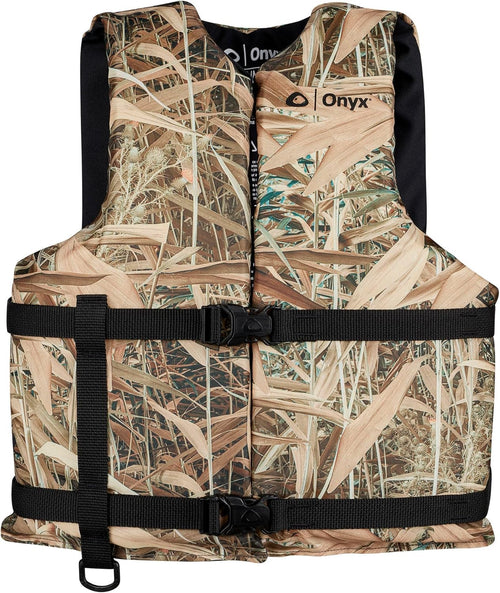 General Purpose Onyx Coast Guard Approved Boating Life Jacket Universal, Marsh Camo