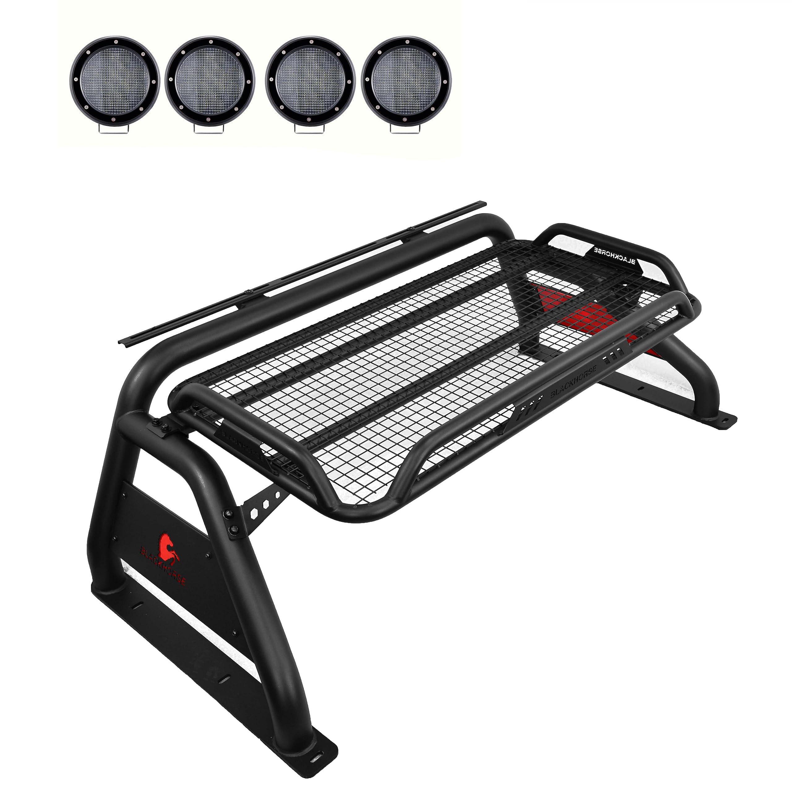 Atlas Roll Bar Black Horse Kit Compatible with 2015-2023 Toyota Tacoma-ATRB-TOTAB-PLFB