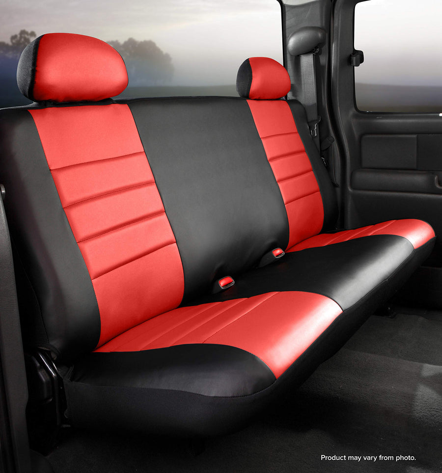 Custom Fit Fia SL67-21 RED Front Seat Cover Bench Seat - Leatherette (Black w/Red Center Panel)