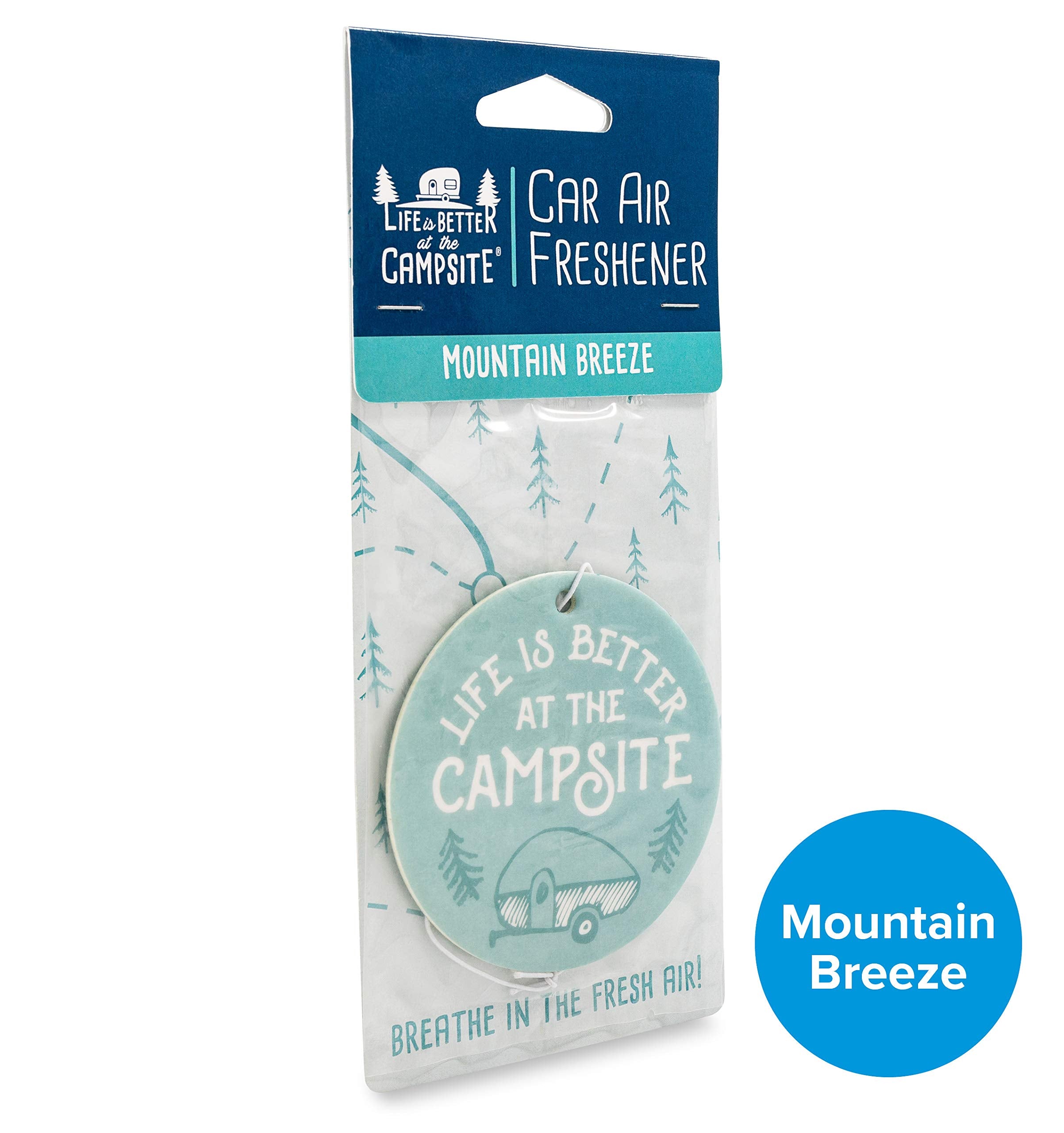 Camco Air Freshener Life is Better at The Campsite - Features Mountain Breeze Fragrance & Elastic Cord - Use as Car, RV, or Home Air Fresheners (53362)