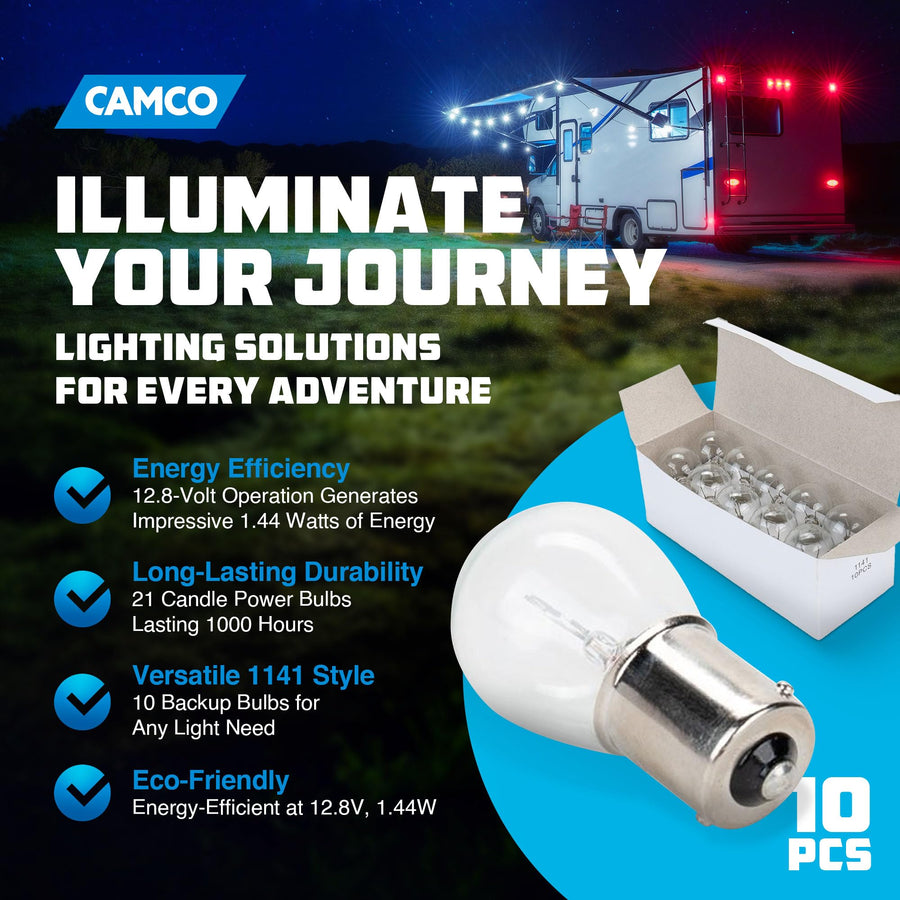 Replacement Camco 54788 1141 Auto/RV Backup Light Bulb - Box of 10