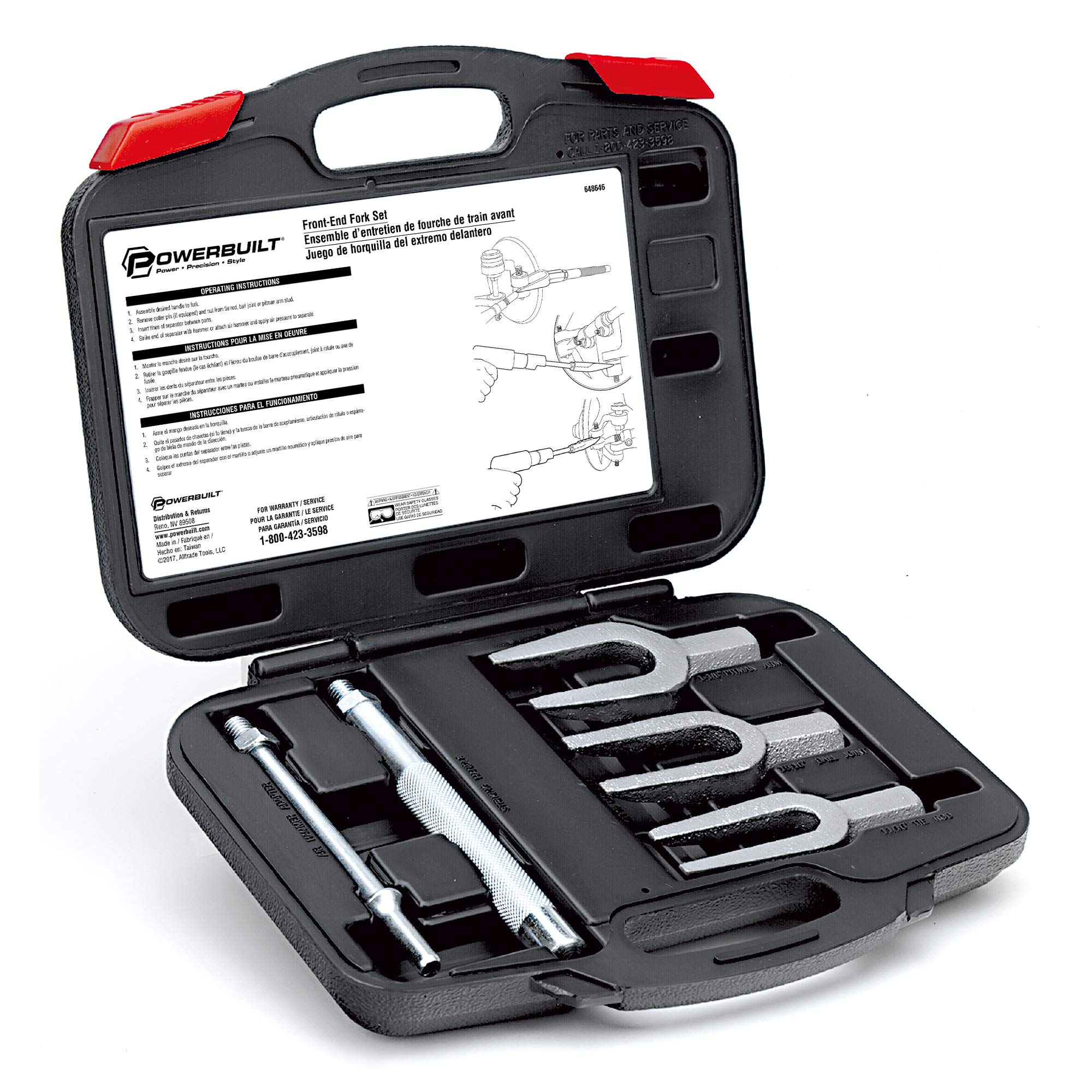 5 Piece Powerbuilt Front-End Fork Set, Pickle Fork Tools Set, Tie Rod, Ball Joints, and Pitman Arms-648646