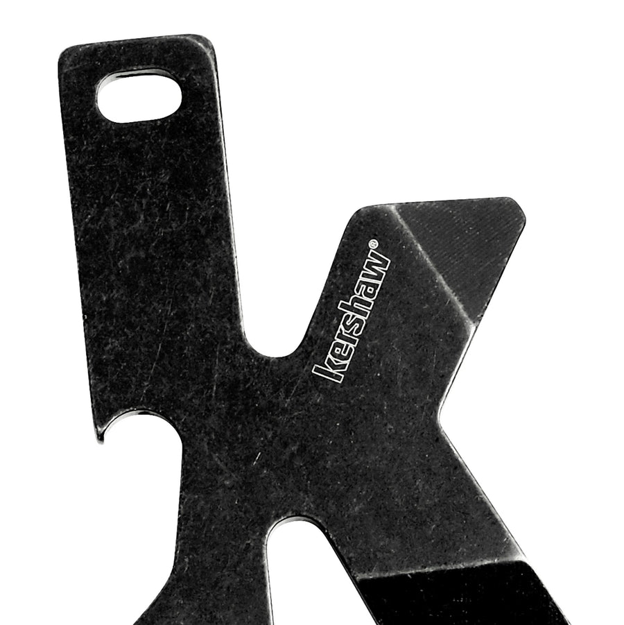 Kershaw Multi-Function K-TOOL Key Ring Tool (KTOOL); 2-Inch High-Performance 3Cr13 Stainless Steel Construction with BlackWash Finish, Bottle Opener, Flathead Screwdriver, and Lanyard Hole, 0.7 OZ