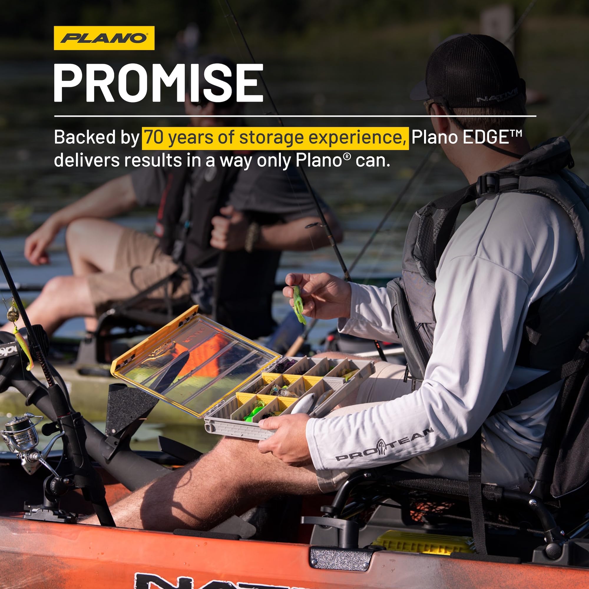 Plano 3700 EDGE Premium Tackle Utility Box, Gray and Yellow, Stackable Organizers, Waterproof, Rust-Resistant Bait and Tackle Storage