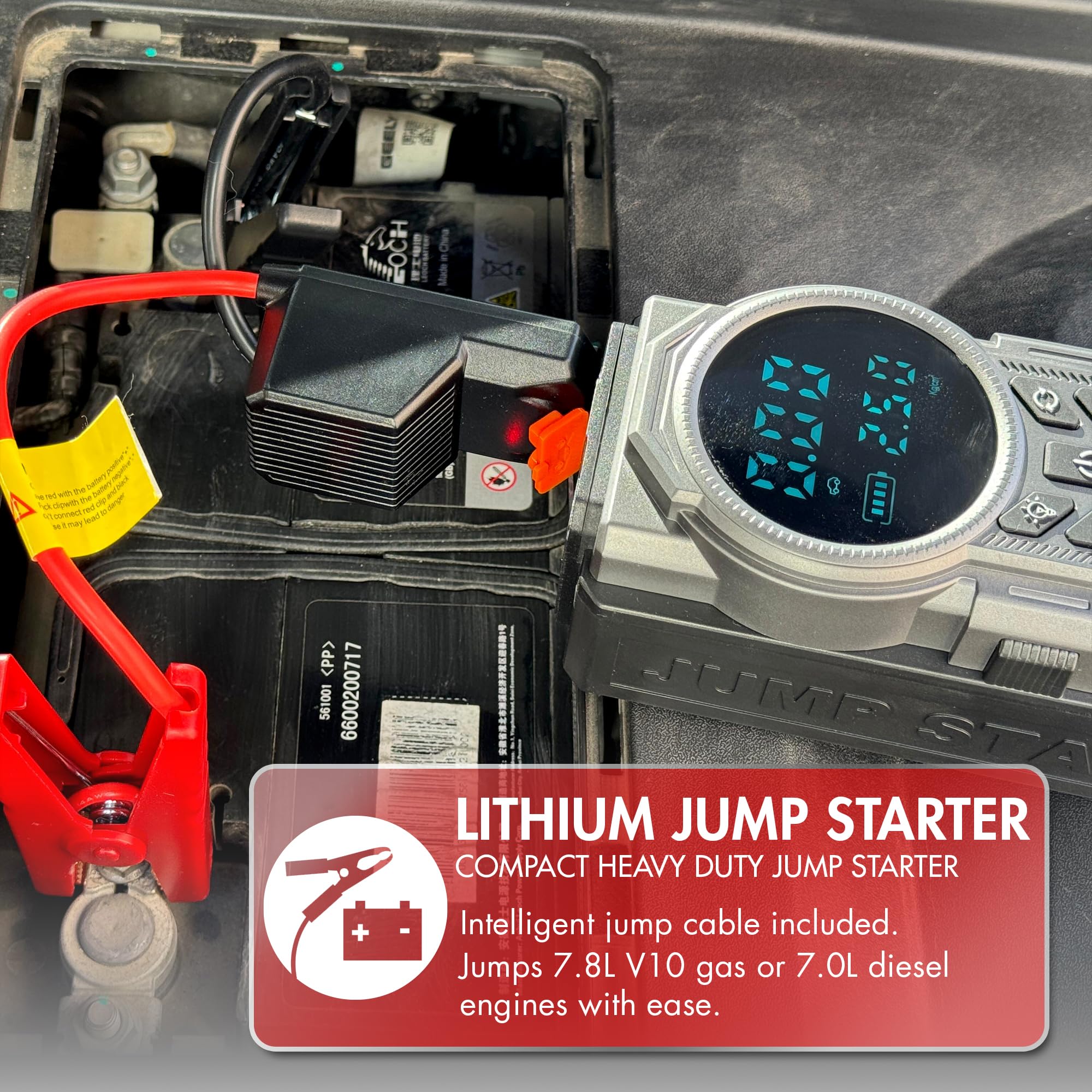 Wagan iOnBoost V10 Air Jump Starter with Tire Inflator Portable 1500A Peak 12V Lithium Car Battery Booster with 150PSI Air Compressor LCD Pressure Display Built-in LED Light UL Certified