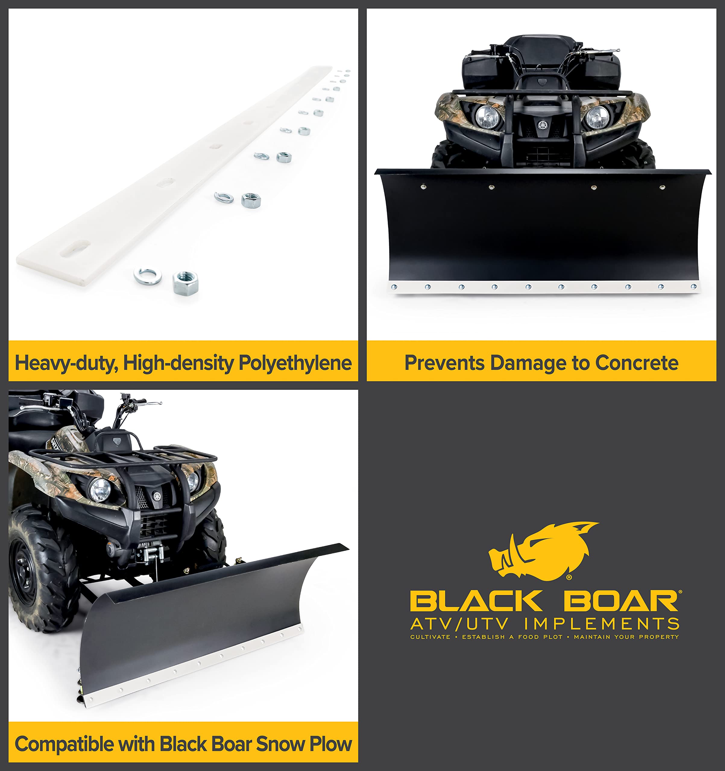 Camco Black Boar Replacement Polymer ATV Snow Plow Wear Blade