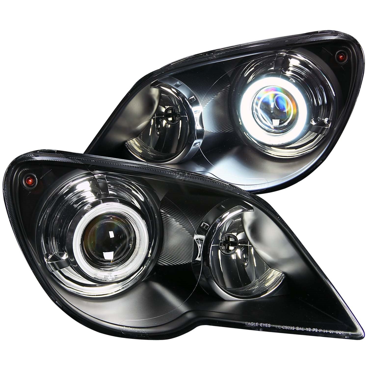 Black Clear AnzoUSA Projector Halo Headlight for Chrysler Pacifica - (Sold in Pairs)