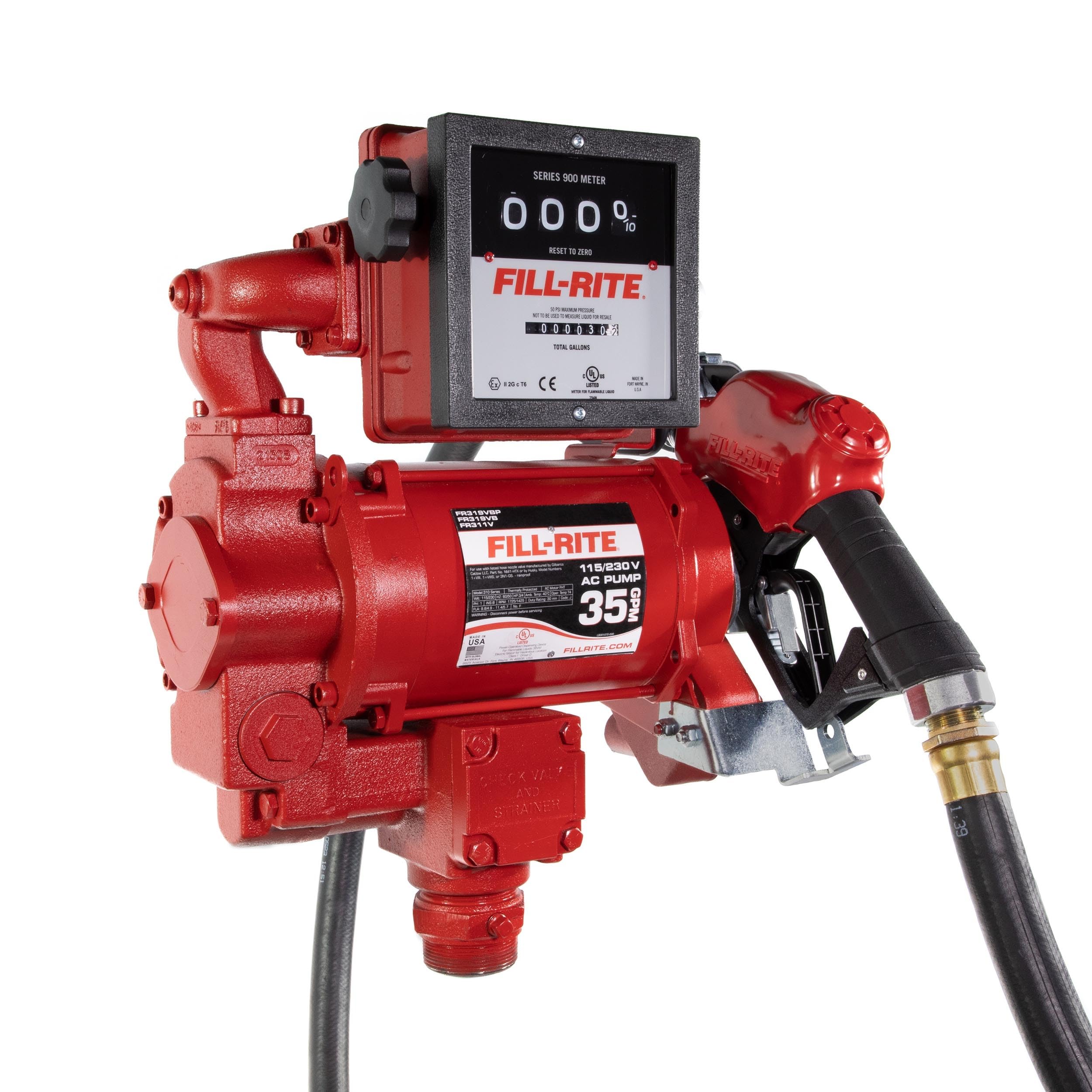 Fill-Rite 35 GPM FR311VB Fuel Transfer Pump with Mechanical Meter Package (Gallons) - Heavy-Duty Electric Pump with High Flow Rate and Durable Construction