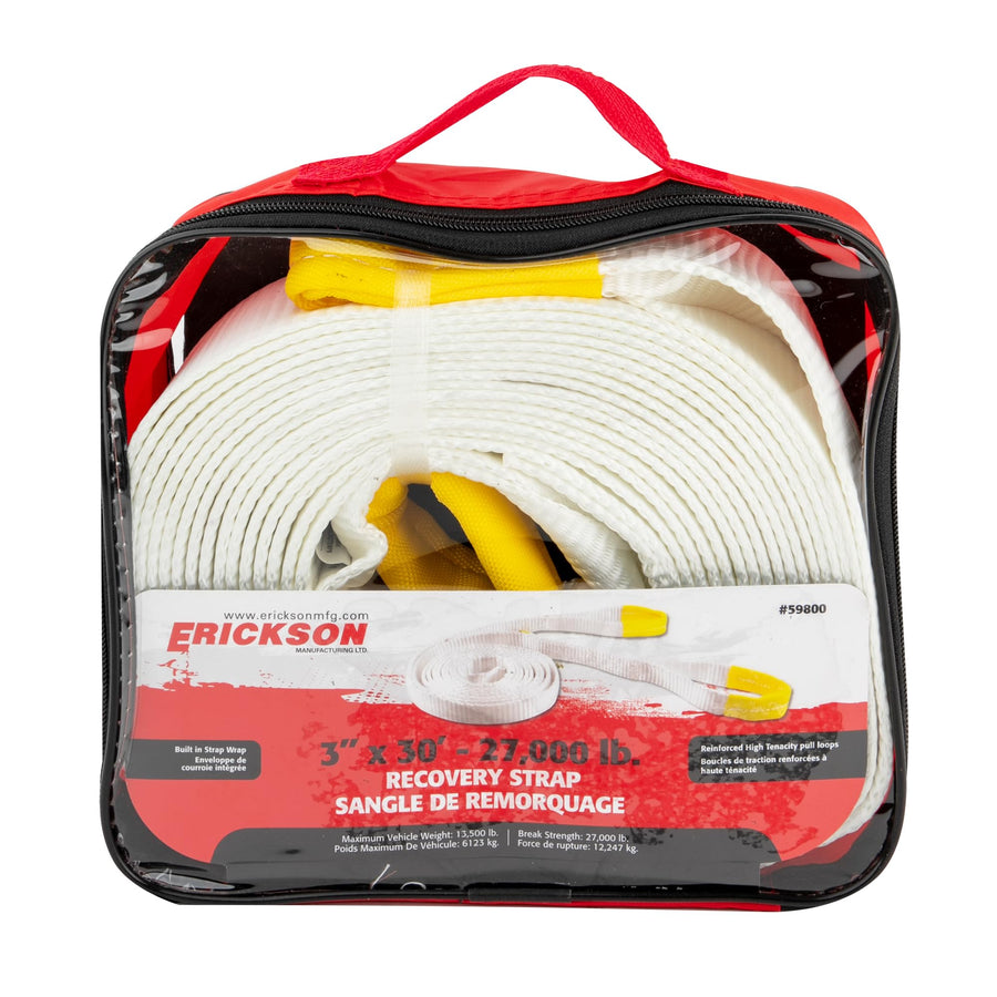 4" x 30' Erickson Recovery Strap, 35,000 lbs Breaking Strength, 17,500 lbs Maximum Vehicle Weight Capacity