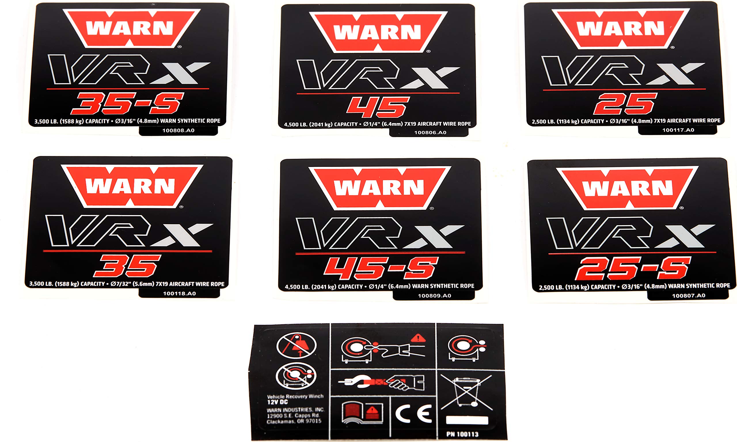 100994 WARN Label Replacment Kit, Fits: VRX Winches