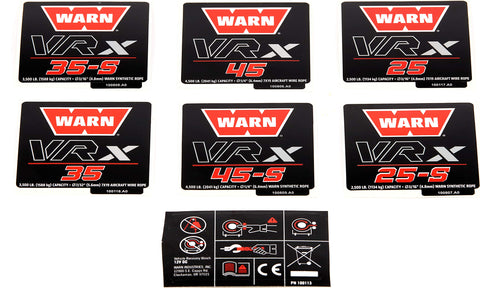 100994 WARN Label Replacment Kit, Fits: VRX Winches