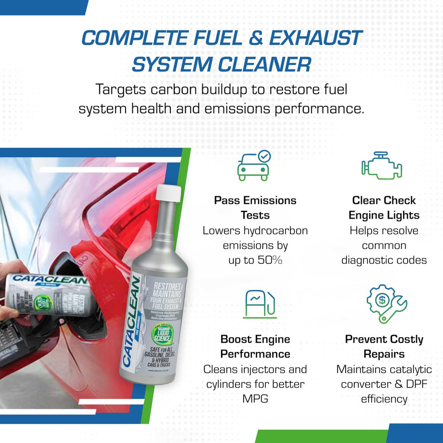Cataclean Cleaner Fuel & Exhaust System – Pass Emissions Tests – Clear Check Engine Lights – Restores Catalytic Converters, DPF Filters and Cleans Fuel Systems, 16oz - Pack of 6 (120007-6)