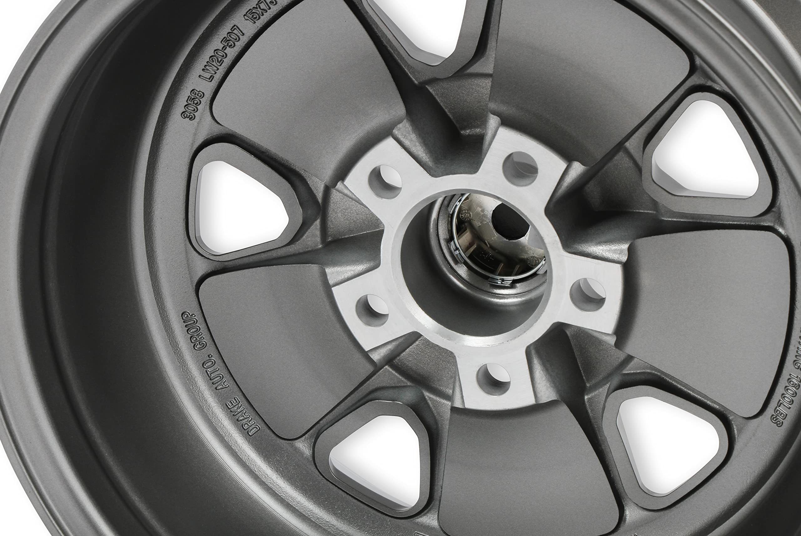 Scott Drake Wheels Legendary Styled - 15 x 7 in. - 5 x 4.5-4.25 bs - Charcoal/Machined