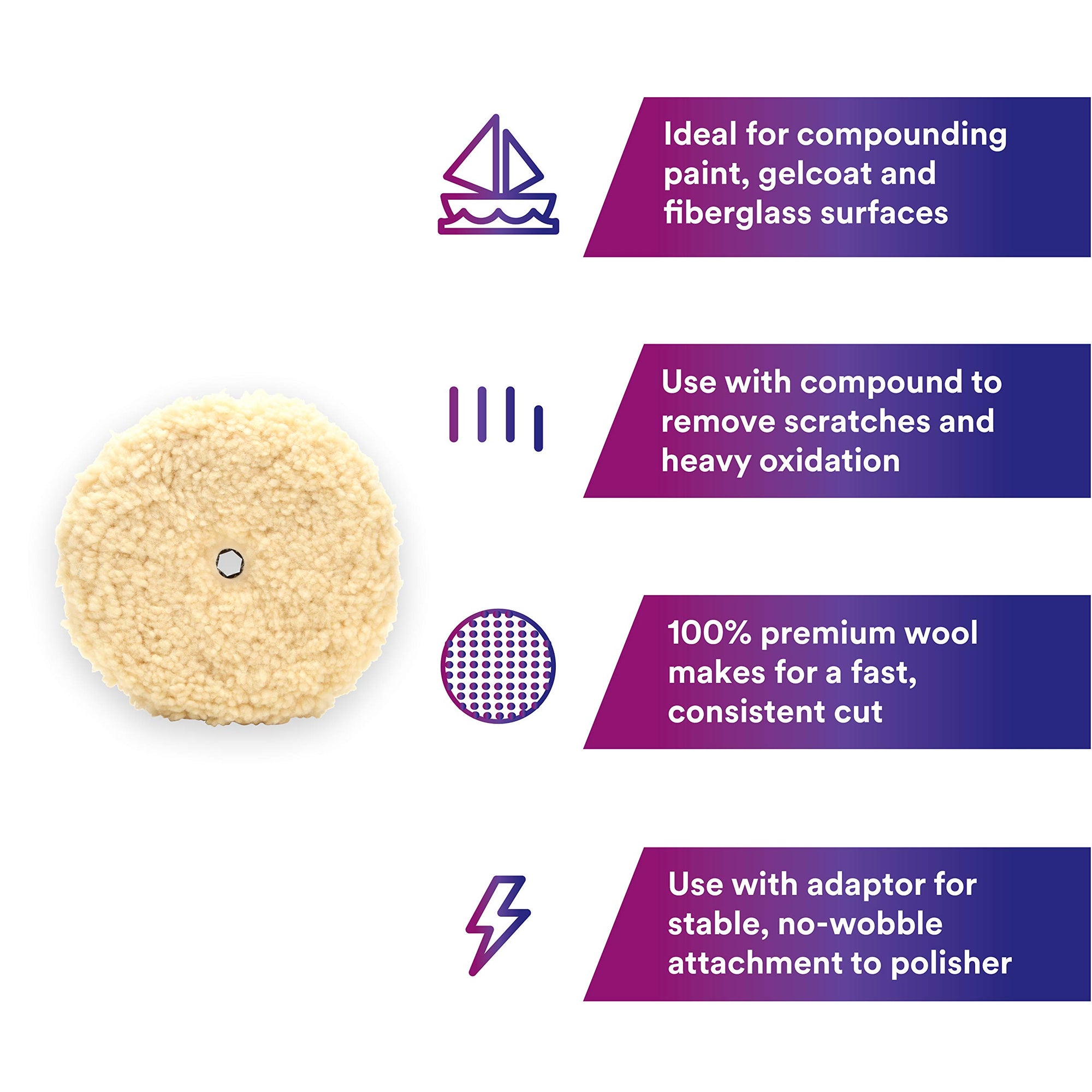 Perfect-It 9 inch Wool Compounding Pad - 3M Quick Connect Pad 05753, 9 in
