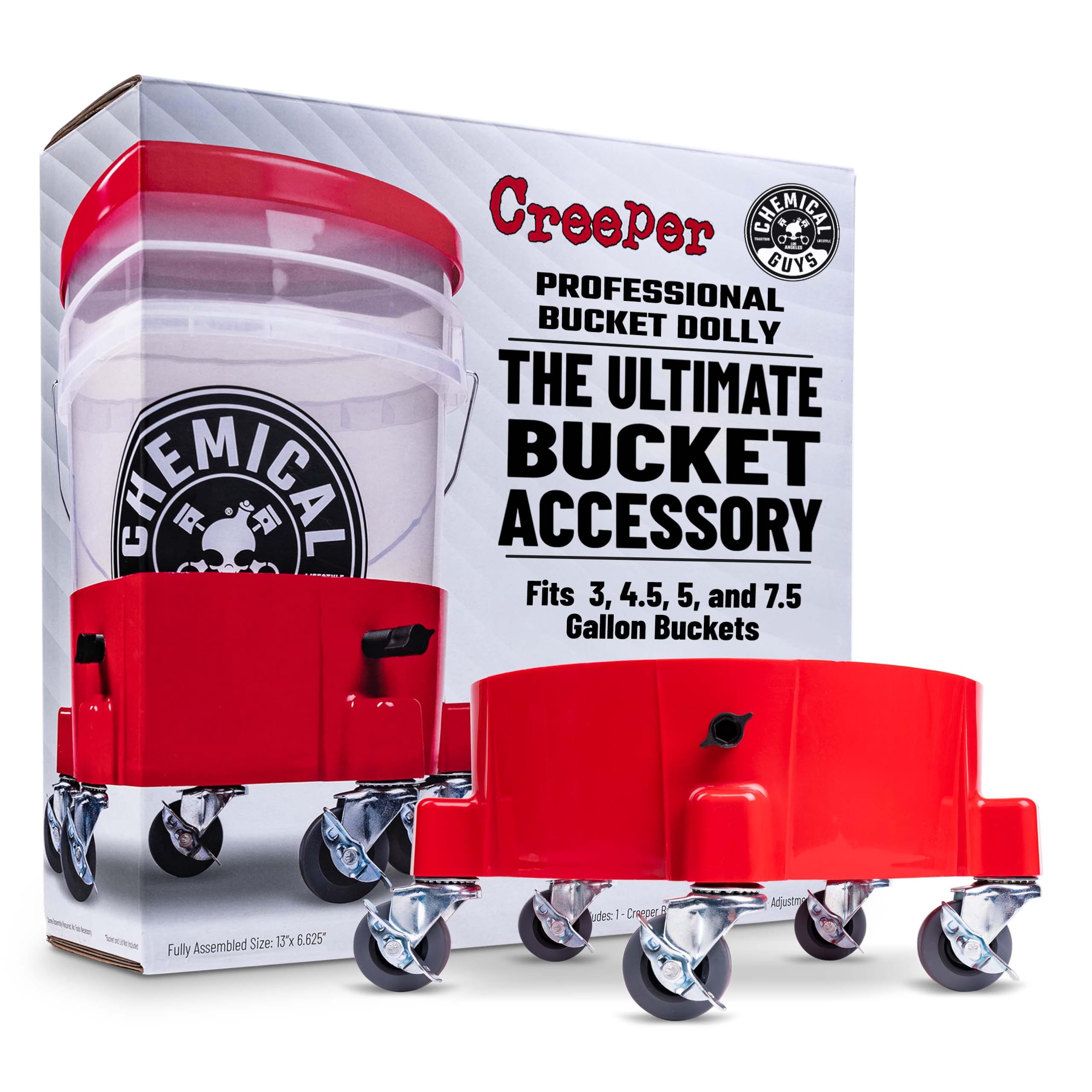 Chemical Guys Rolling Bucket Dolly Creeper - Heavy Duty Mobile Dolly Cart for Car Wash, Detailing, and Garage Use, 5 Caster Wheels with 360° Rotation, Fits Standard 3.5 to 7.5 Gallon Buckets