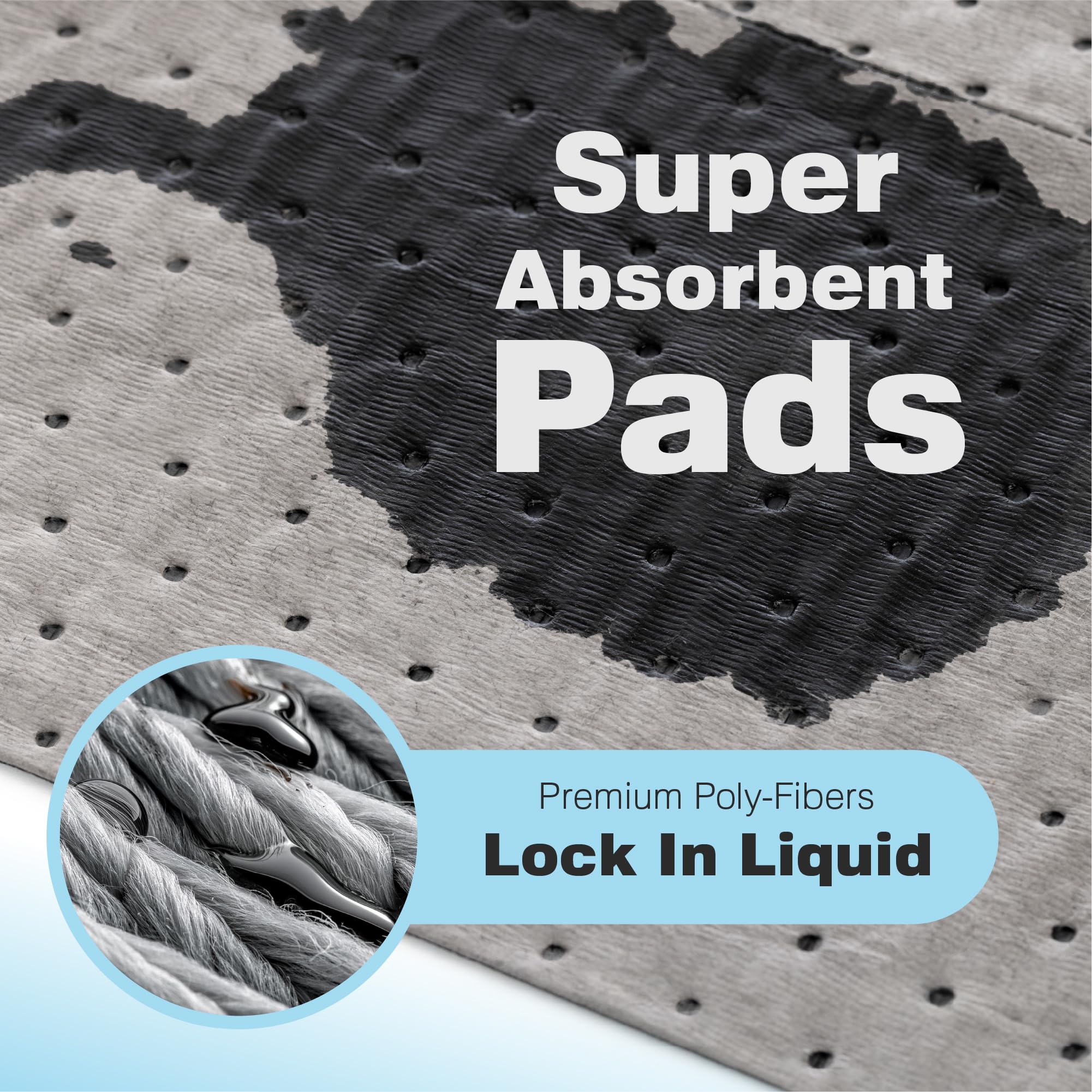 Raxwell 200 Pack Oil Absorbent Pads – 16” x 18” Heavy-Duty Spill Pads, 8-Layer Polypropylene, Dimpled & Perforated Universal Absorbent Sheets - Garage Floor Mat for Oil, Coolant, Water & Chemicals