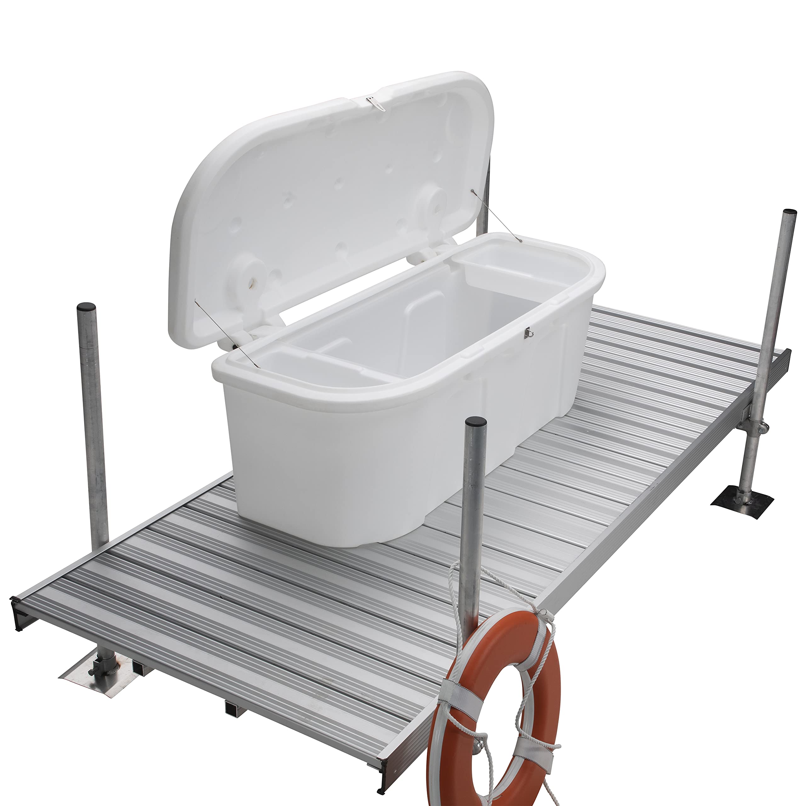 Dock & Patio Storage Box, Taylor Made Stow 'N Go Polyethylene – White (67.75" L x 27.75" W x 26" H) – Durable, UV-resistant construction, stainless steel lockable latch and hardware – 2020108529