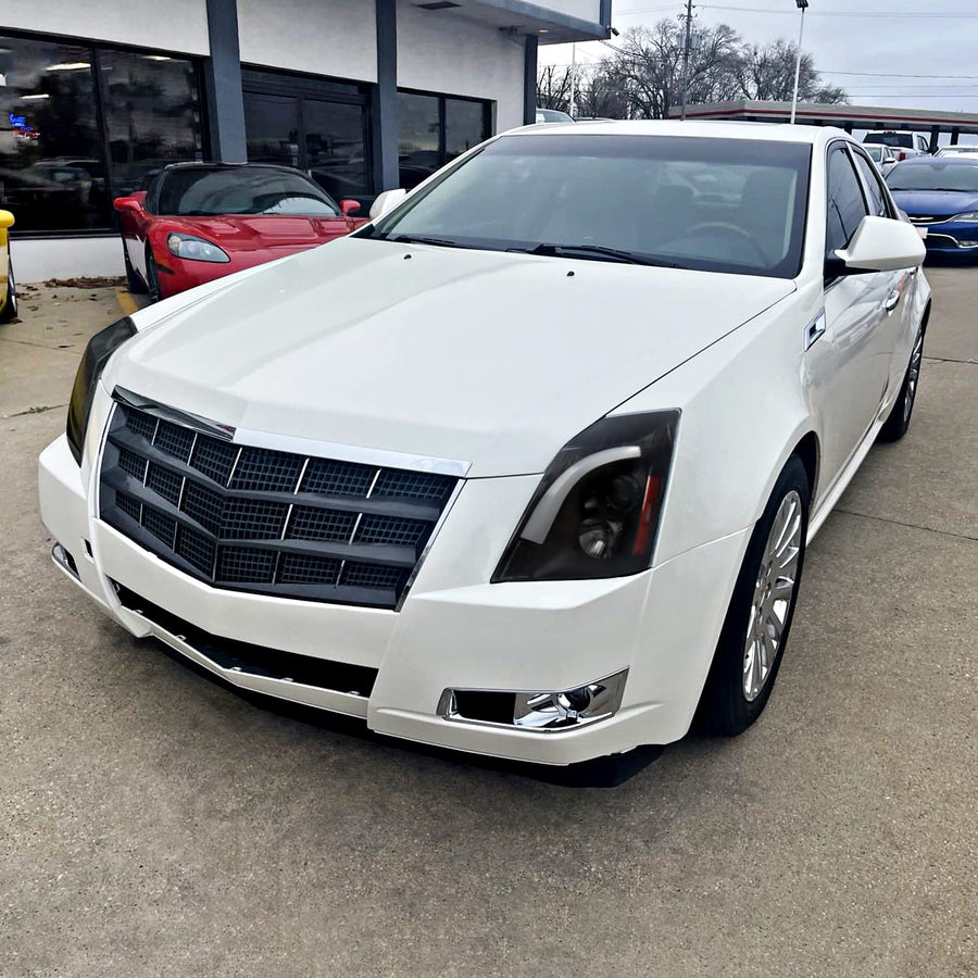 Black Smoke LED Switchback Projector Headlights SPEC-D TUNING Compatible with 2008-2014 Cadillac CTS, Left + Right Pair Headlamps Assembly