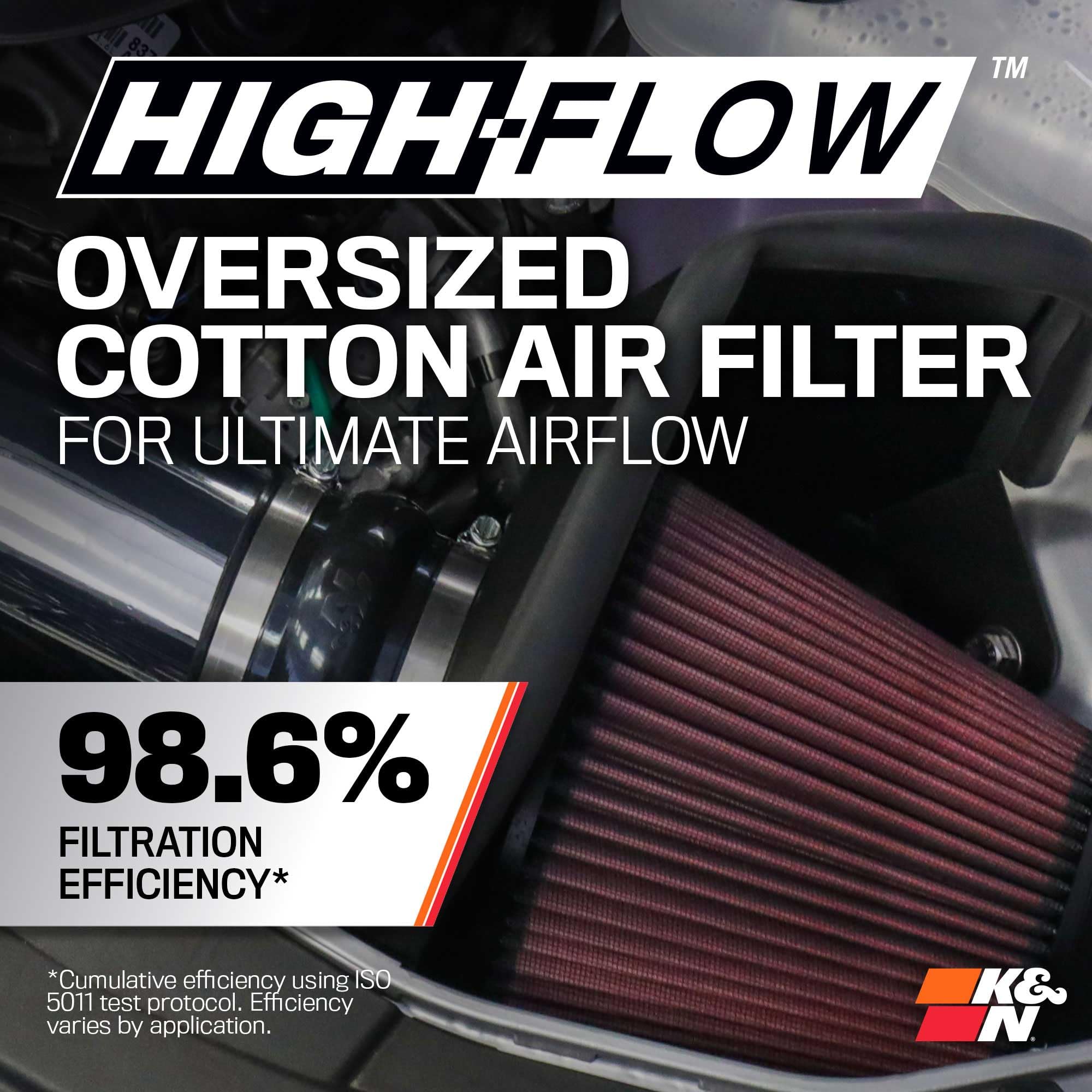 Cold Air Intake System K&N: High-Flow Air Filter, Increase Performance & Acceleration: Compatible with 2011-2023 Chrysler/Dodge: 300, Challenger, Charger, 69-2544TP