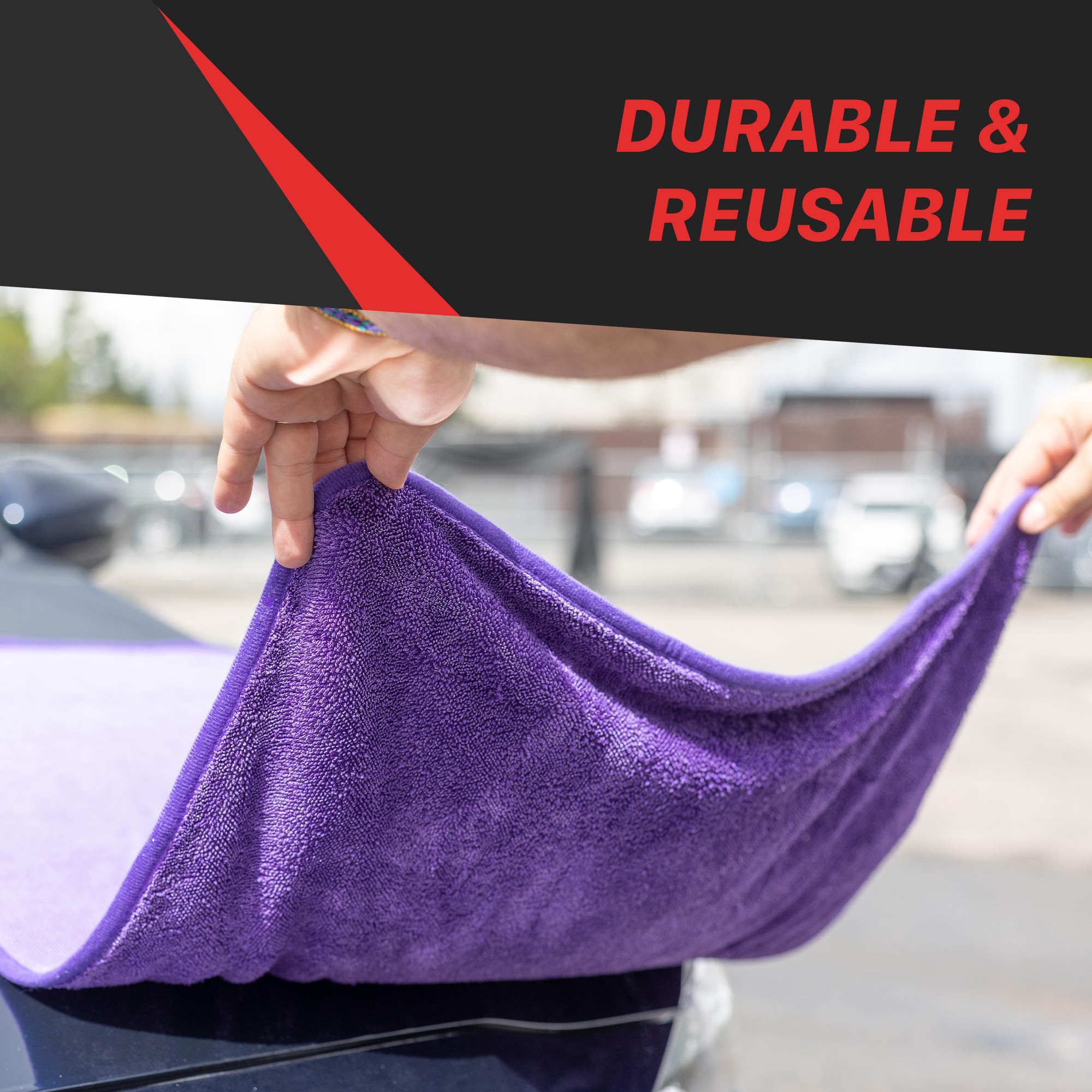 20" x 24" Maxshine Universal Purple Car Drying Towel – 1200 GSM Rinse-Free Double-Sided Microfiber – Plush, Super Absorbent Towel for Car Wash & Detailing