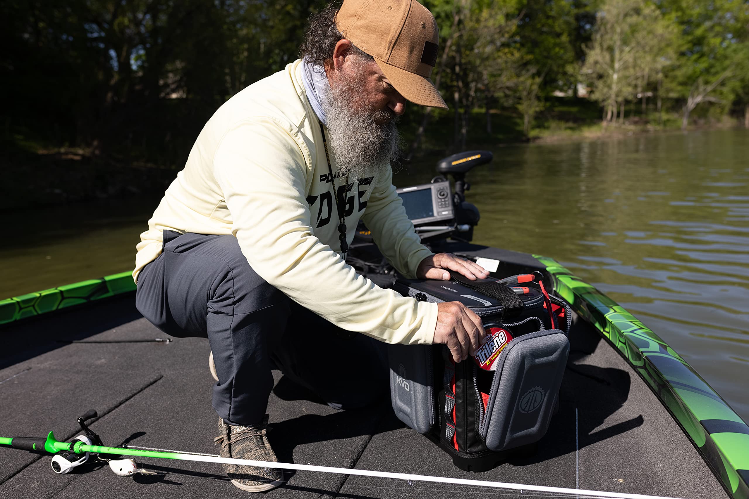 Plano 3700 KVD Signature Series Tackle Bag, Black with Red Accents, Water-Resistant TPE Coated Fabric, Premium Customizable Fishing Storage, Soft Tackle Bag