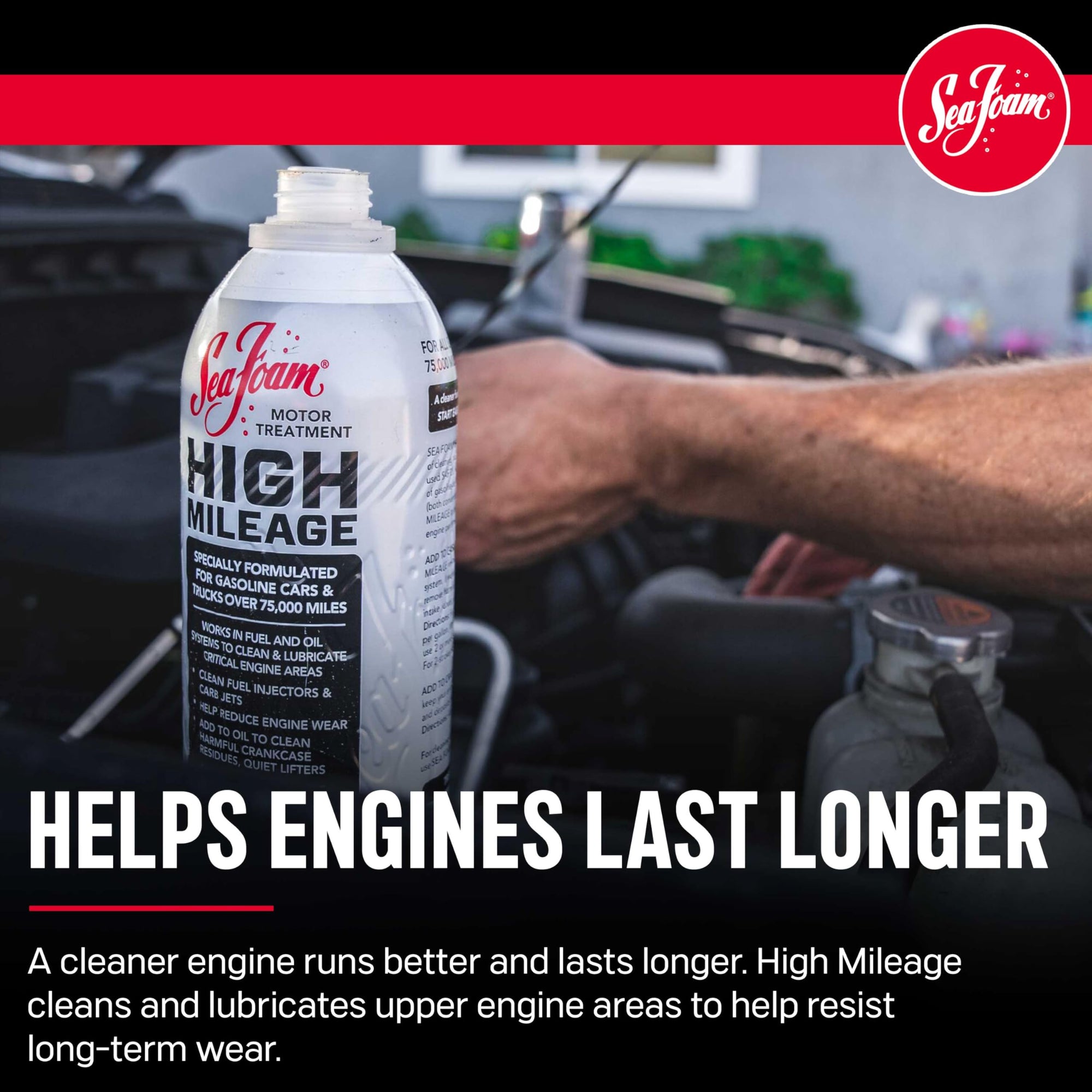 High Mileage Sea Foam Motor Treatment Gas & Oil Additive, HM16, 16 oz
