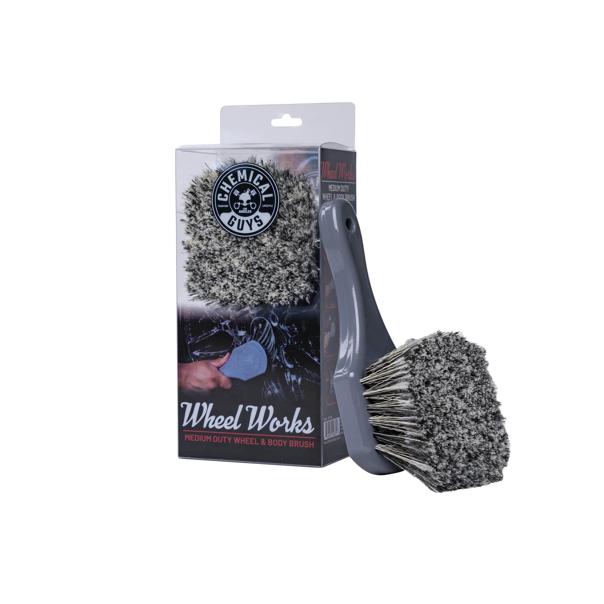 Chemical Guys Wheel Works ACCG09 Medium Duty Wheel & Body Brush, (Safe for Cars, Trucks, SUVs, RVs, Motorcycles, & More) Gray