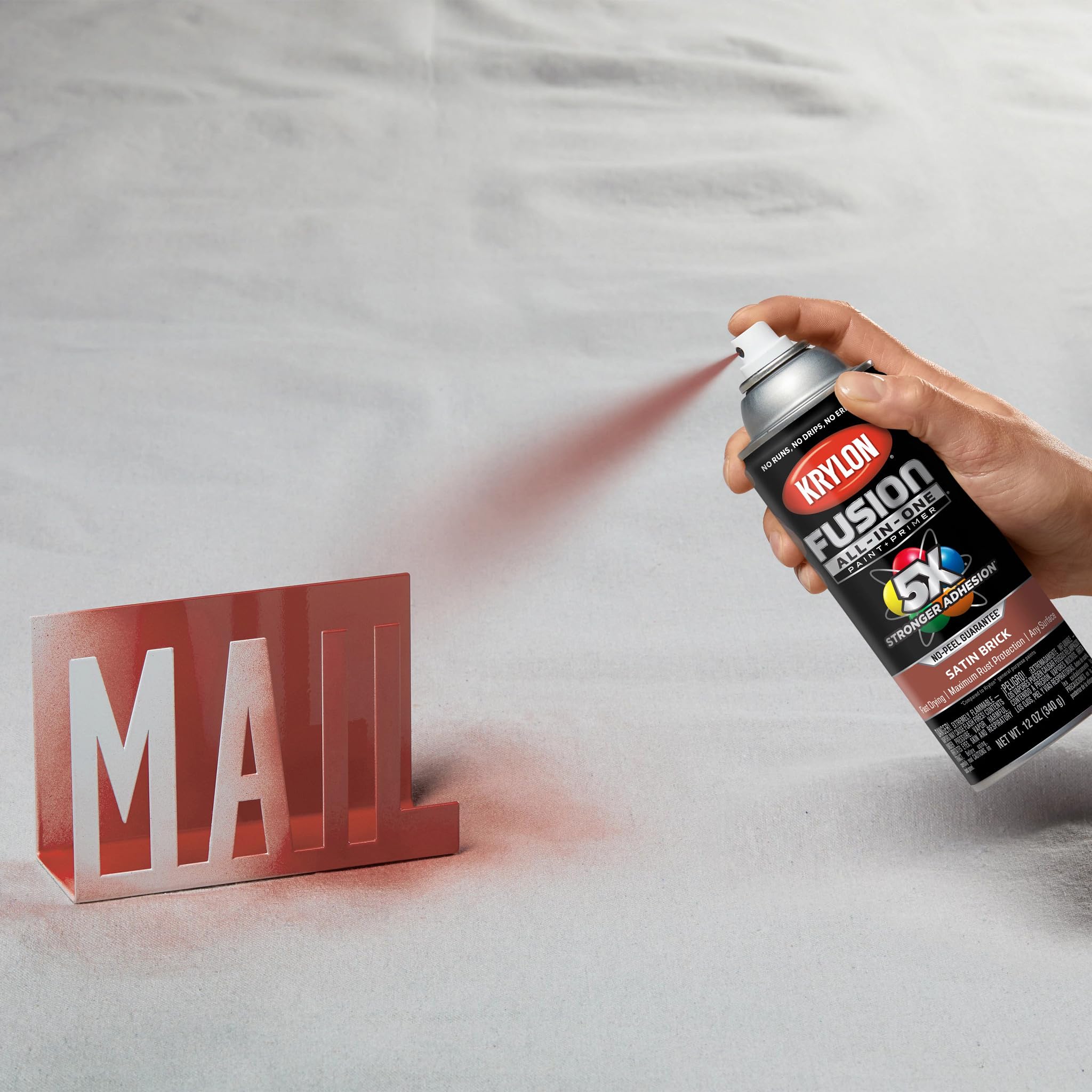 Fusion Krylon All-In-One Adhesive Spray Paint for Indoor/Outdoor Use, 12 oz, Brick