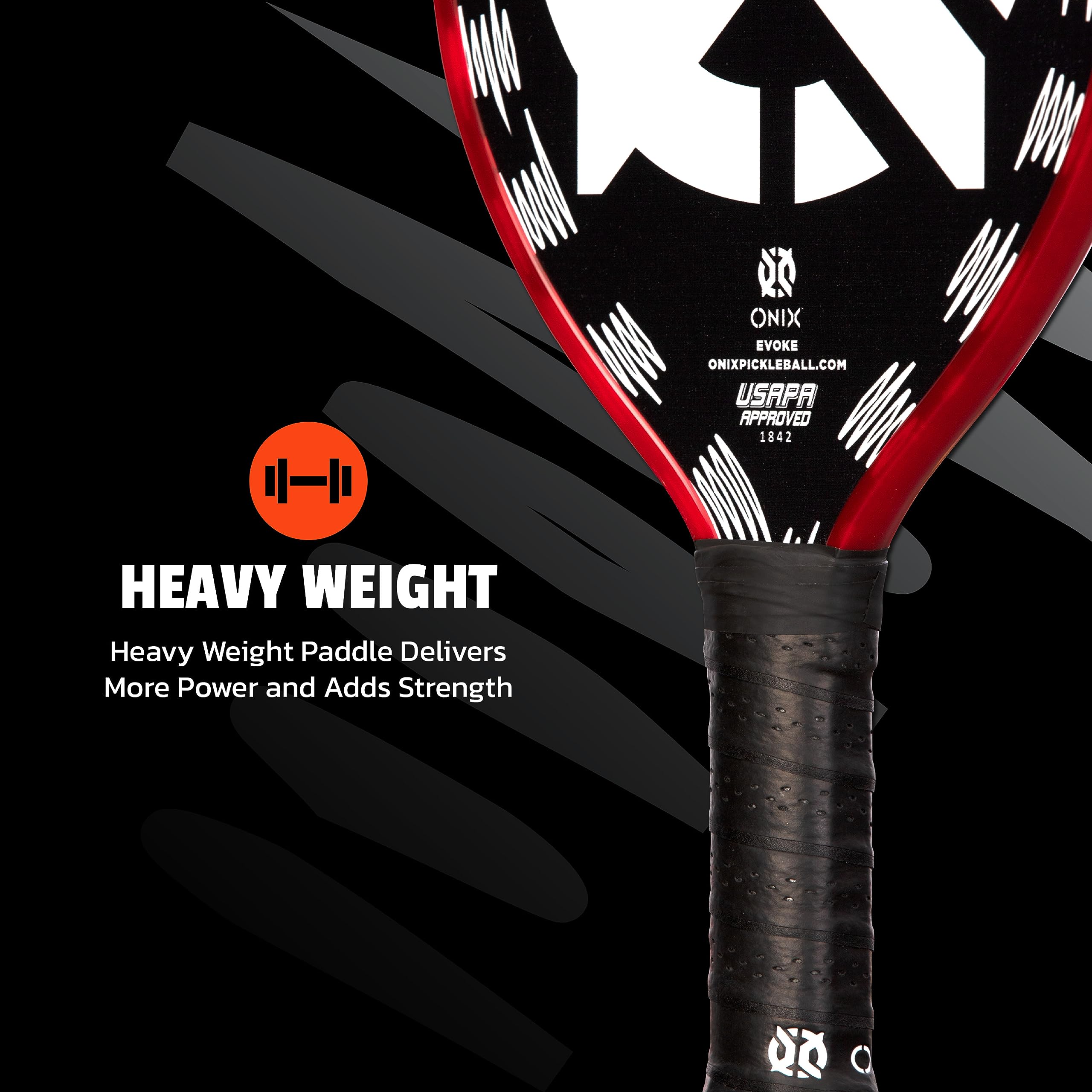Graphite Onix Evoke Tear Drop Pickleball Paddle Features Tear Drop Shape, Polypropylene Core, and Graphite Face, White