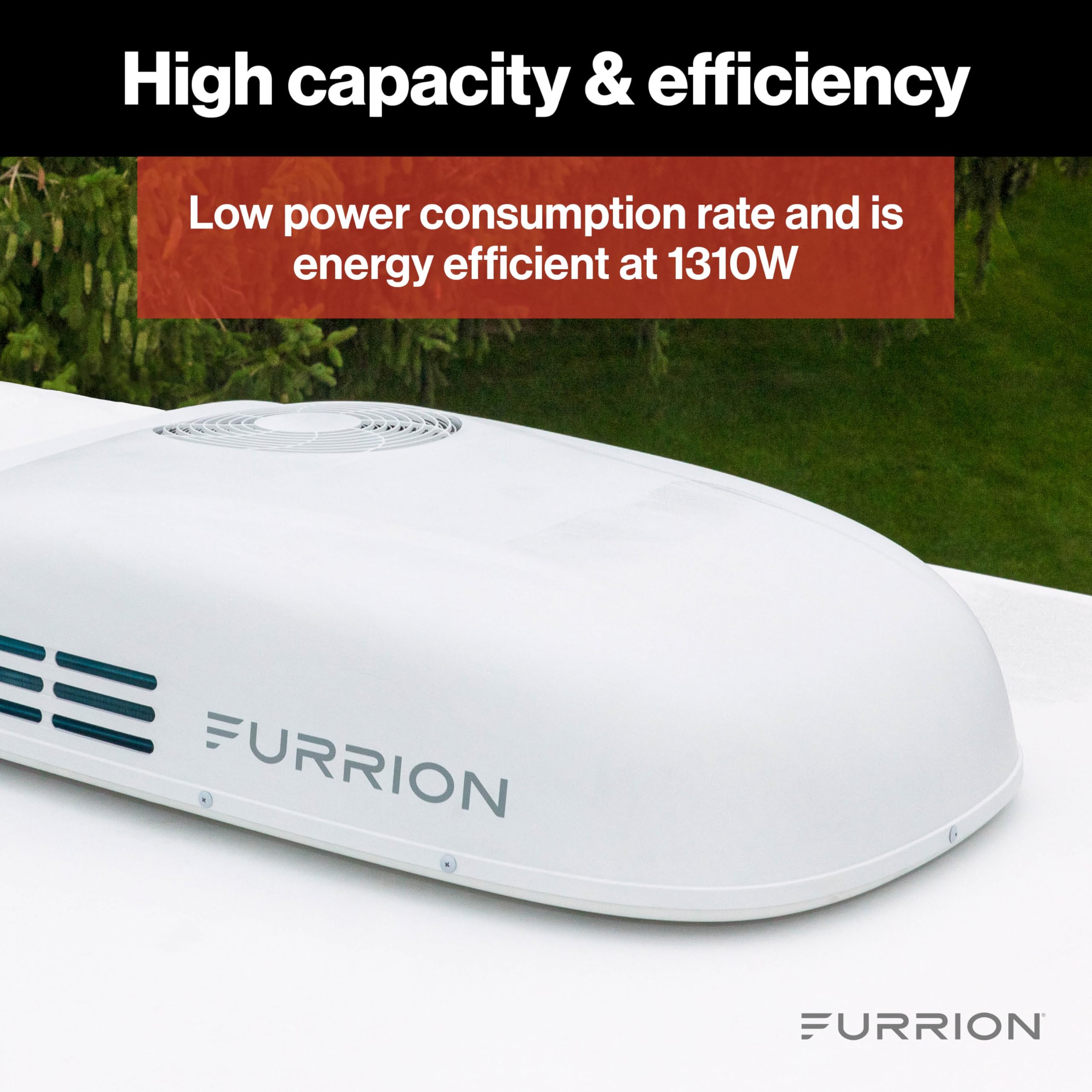 Low-Profile Furrion Chill HE 15K White Rooftop Air Conditioner with Heat Pump, R32 Refrigerant, Dual Fan Motors, Climatesmart, Vibrationsmart, Adaptable Control - FACR13LPSA2-PS-AM KIT