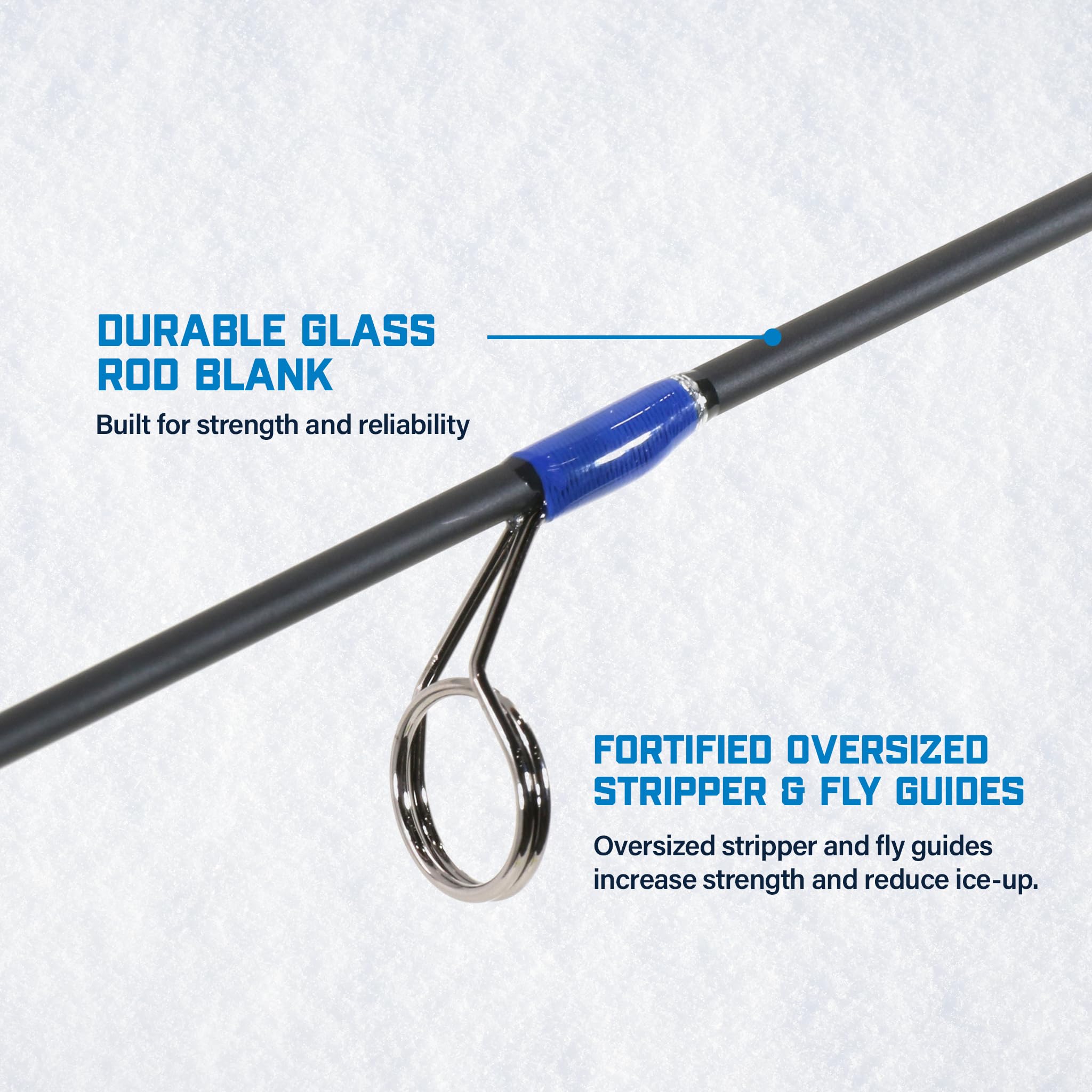 Outdoors CLAM Straight Drop 28” Ice Fishing Rod – Ultra-Light Action, Tough Glass Blank, Extreme Sensitivity, Oversized Fly Guides