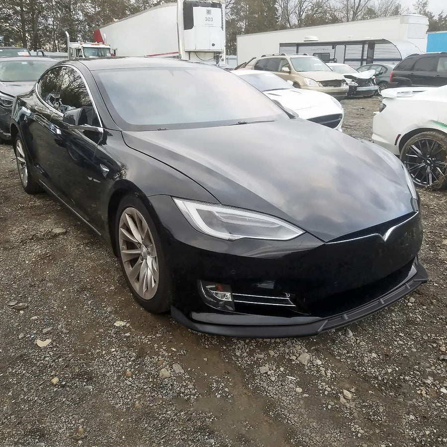Matte Black Front Bumper Lip Spec-D Tuning Compatible with 2017-2020 Tesla Model S, 2016 Tesla Model S with New Style Bumper