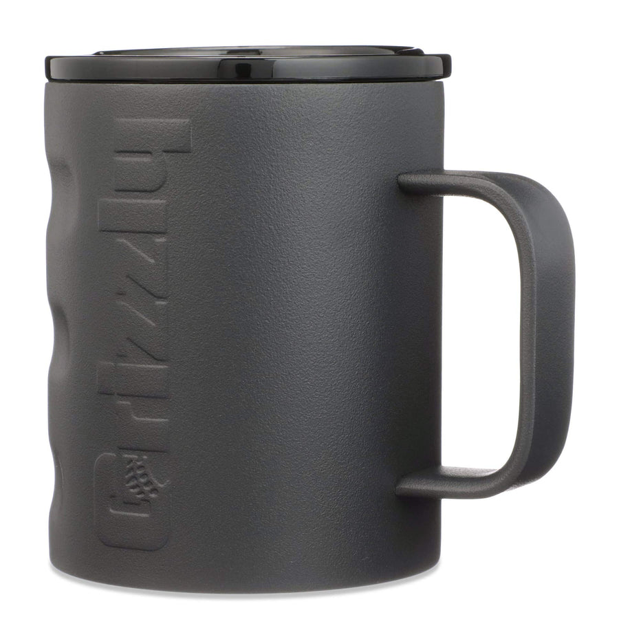 Camp Cup Grizzly Grip 11 oz | Stainless Steel |Vacuum Insulated with TwistTop Lid | Mug For Beach Camping Coffee Hiking Fishing Hunting Tea | Charcoal