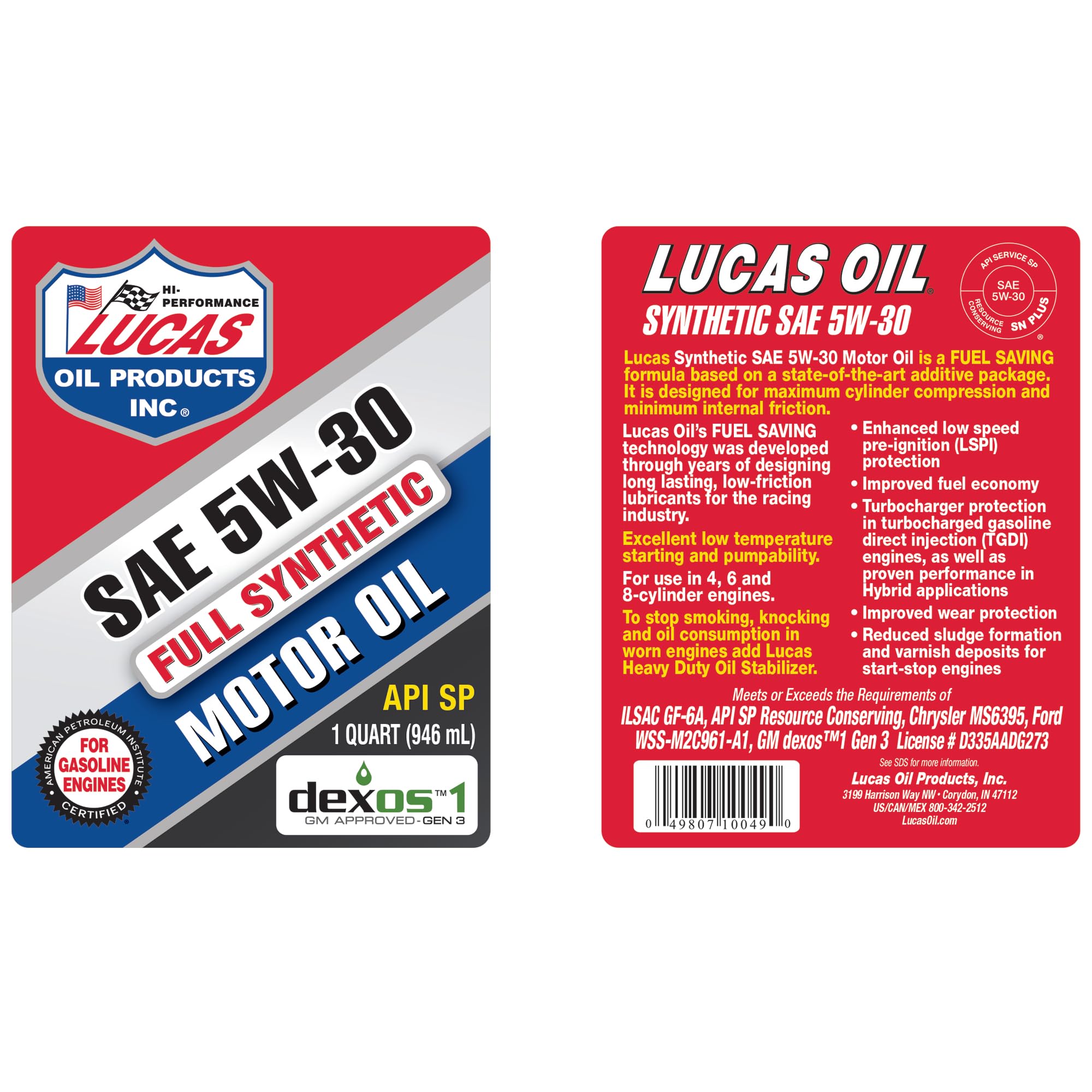 Lucas Oil 5W-30 Full Synthetic SAE Motor Oil - 1 Quart