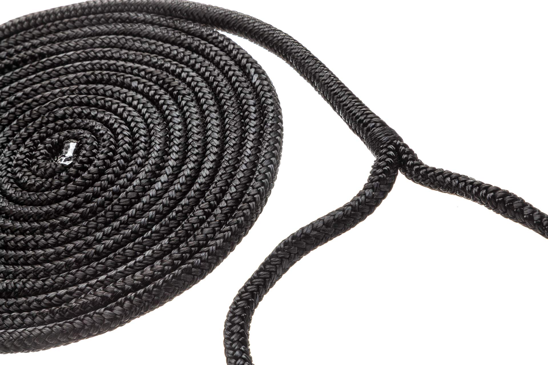 Double Braided Nylon Dock Line Attwood 117604-7 — UV-Resistant, 3/8-In. Thick, 15 Feet Long, Black
