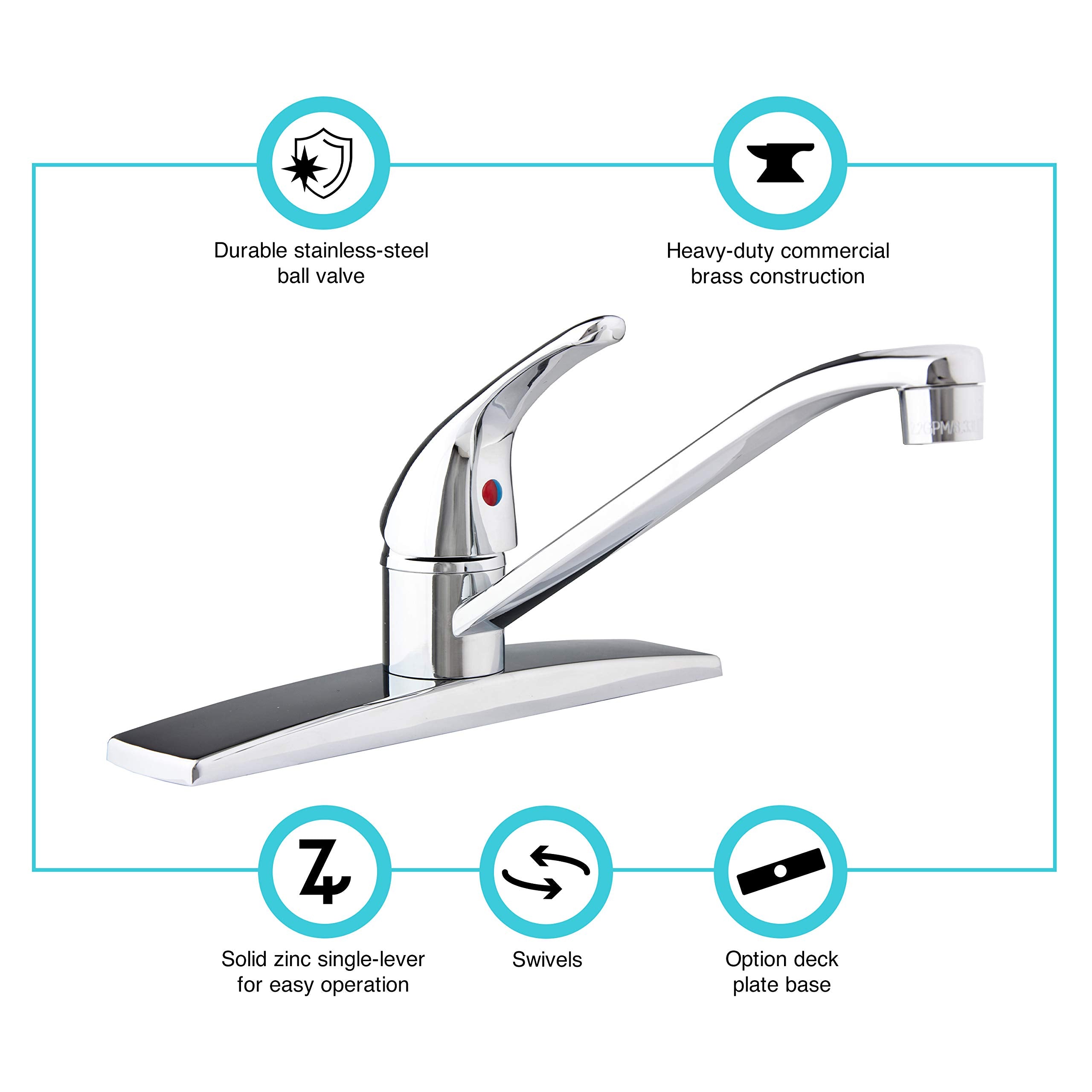 RV Kitchen Sink Faucet Dura Faucet DF-NMK600-CP (Chrome) Swivel