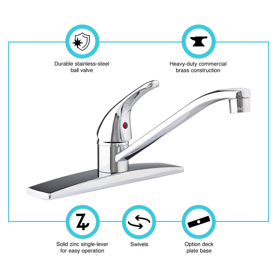 RV Kitchen Sink Faucet Dura Faucet DF-NMK600-CP (Chrome) Swivel