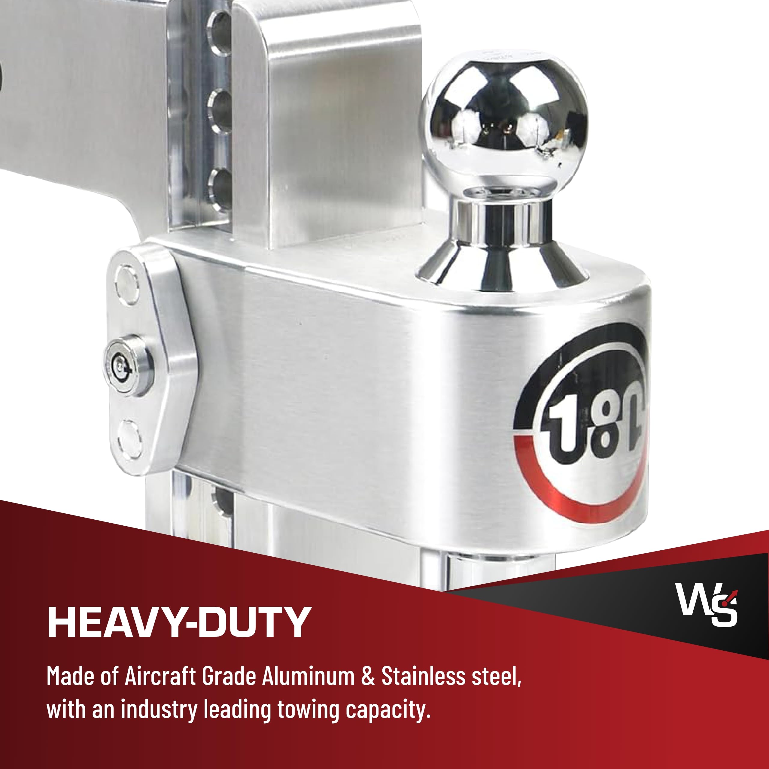 Weigh Safe Adjustable Trailer Hitch - 180-Degree Trailer Hitch for Towing - Compatible with 3" Receivers - 6" Drop, Chrome-Plated Tow Balls, 21,000 GTW, 2-Piece Lock Set