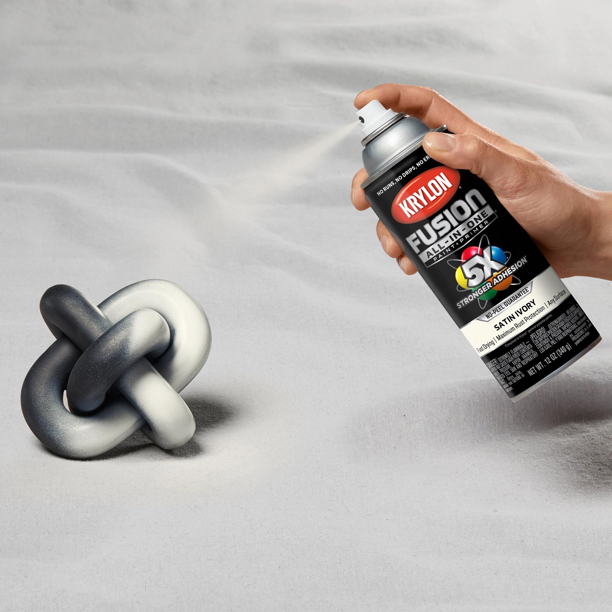 Krylon All-In-One Fusion Adhesive Spray Paint for Indoor/Outdoor Use, 12 oz, Ivory