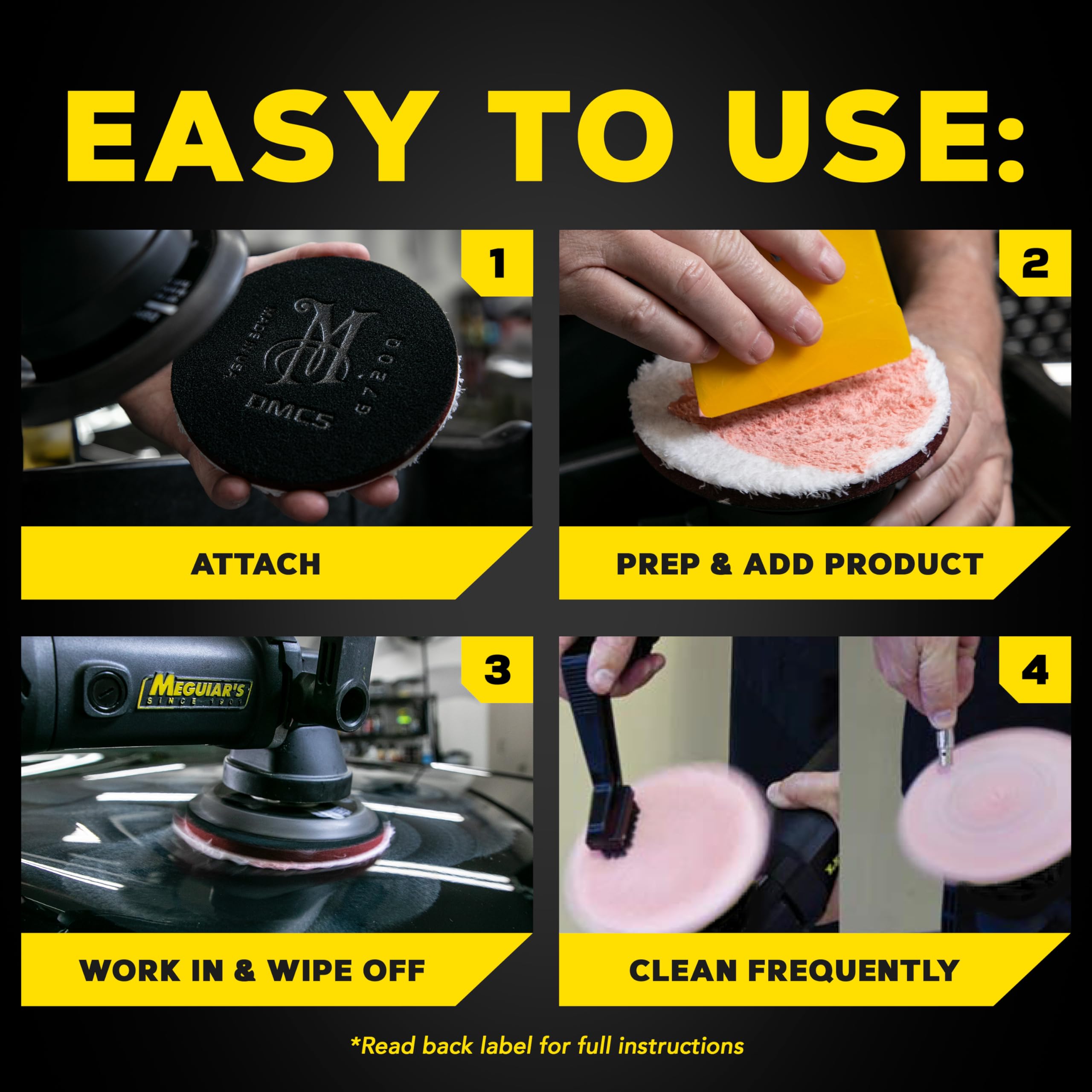 Meguiar's 5’’ DA Microfiber Cutting Disc, Microfiber Pads Compatible with a DA Polisher for Car Detailing, That Removes Moderate Scratches, Swirls, and Paint Defects, 2 Pack