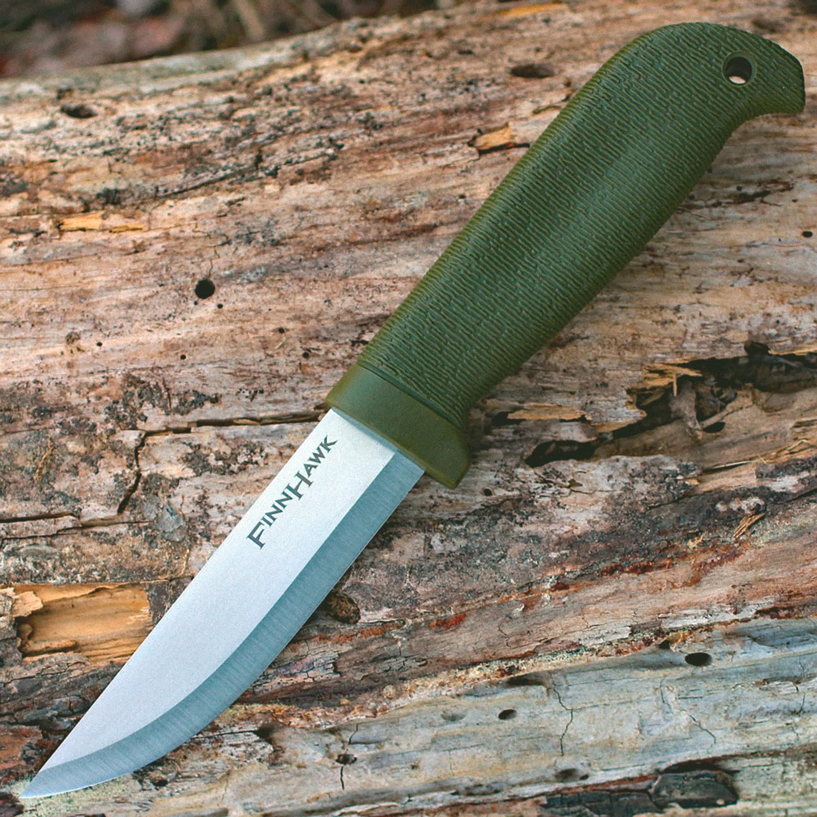 Cold Steel 4" Finn Hawk Durable Compact German 4116 Steel Fixed Blade Outdoor Bushcraft Game Hunting Utility Knife, 4-1/2" Textured Handle with TPR, Secure-Ex Sheath