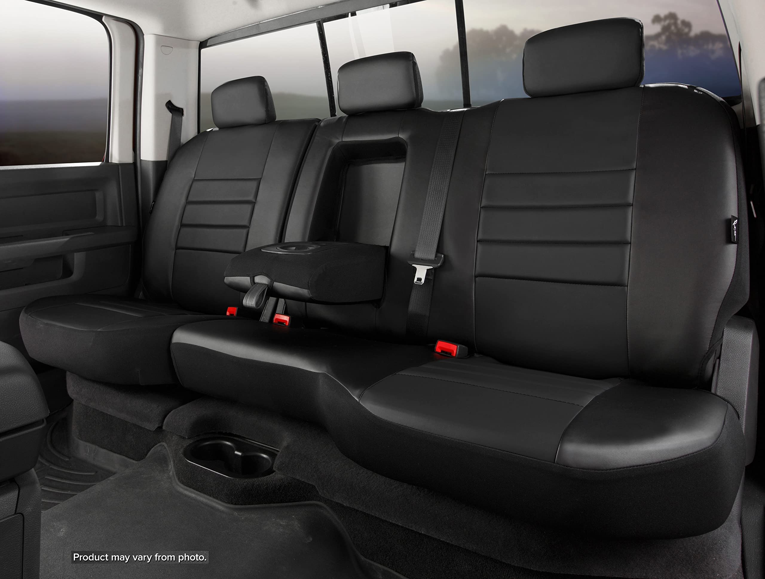 Custom Fit Rear Seat Cover FIA SL62-80 BLK/BLK Split Seat 60/40 - Leatherette (Solid Black)