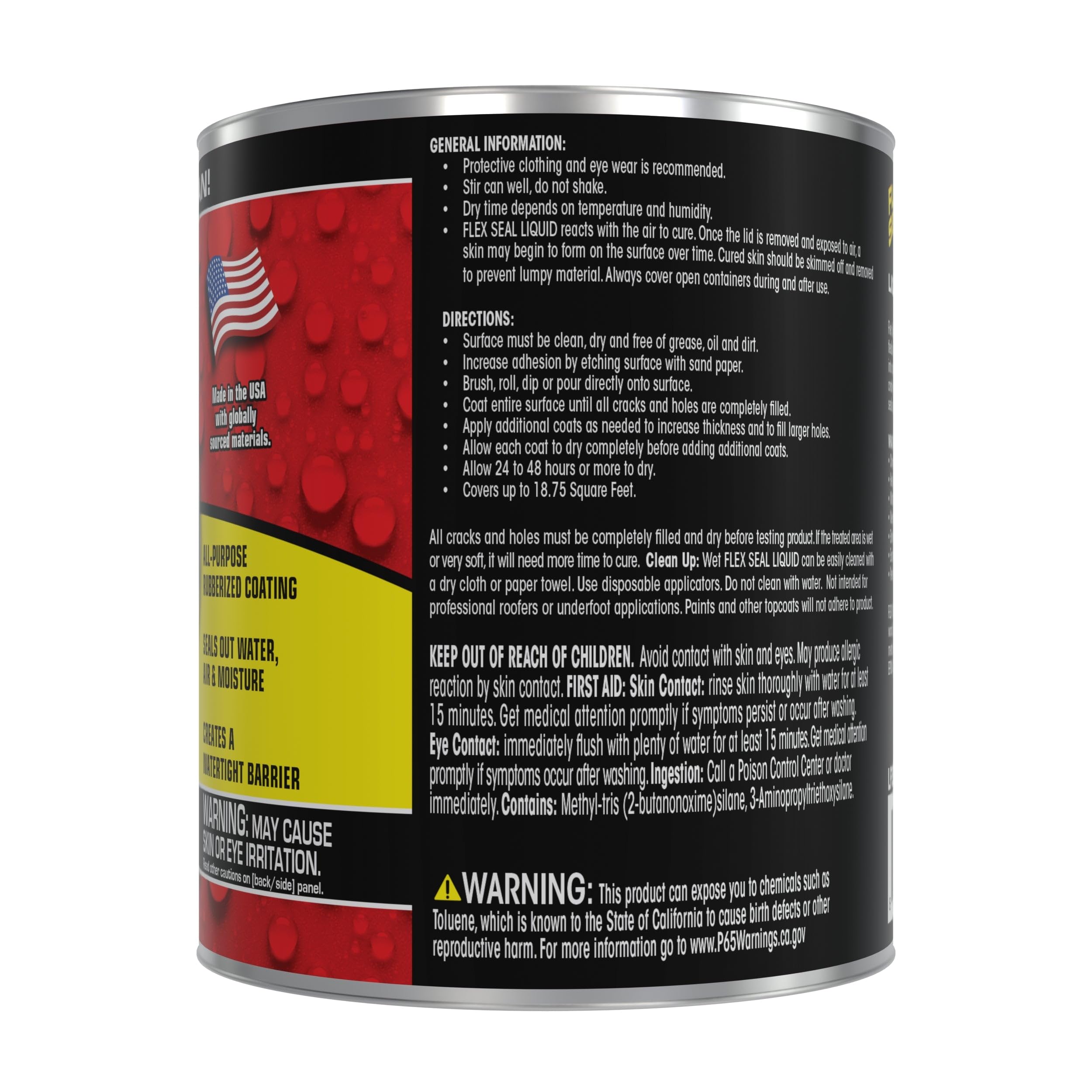 Flex Seal Liquid, Waterproof Rubber Coating Sealant, Flexible, Breathable, and UV Resistant, Roof Repair, Basements, RV, Campers, Trailers, Marine, EPDM, Masonry, Black, 16 oz