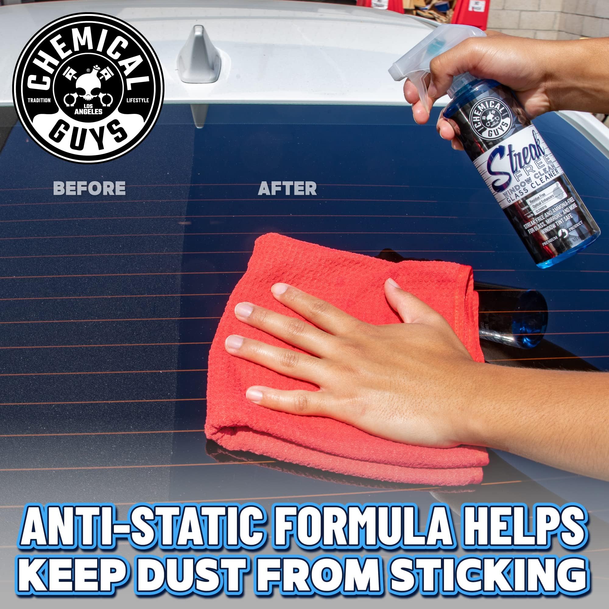 Chemical Guys Streak Free CLD30016 Glass & Window Cleaner (Works on Glass, Windows, Mirrors, Navigation Screens & More; Car, Truck, SUV and Home Use), Ammonia Free & Safe on Tinted Windows, 16 fl oz