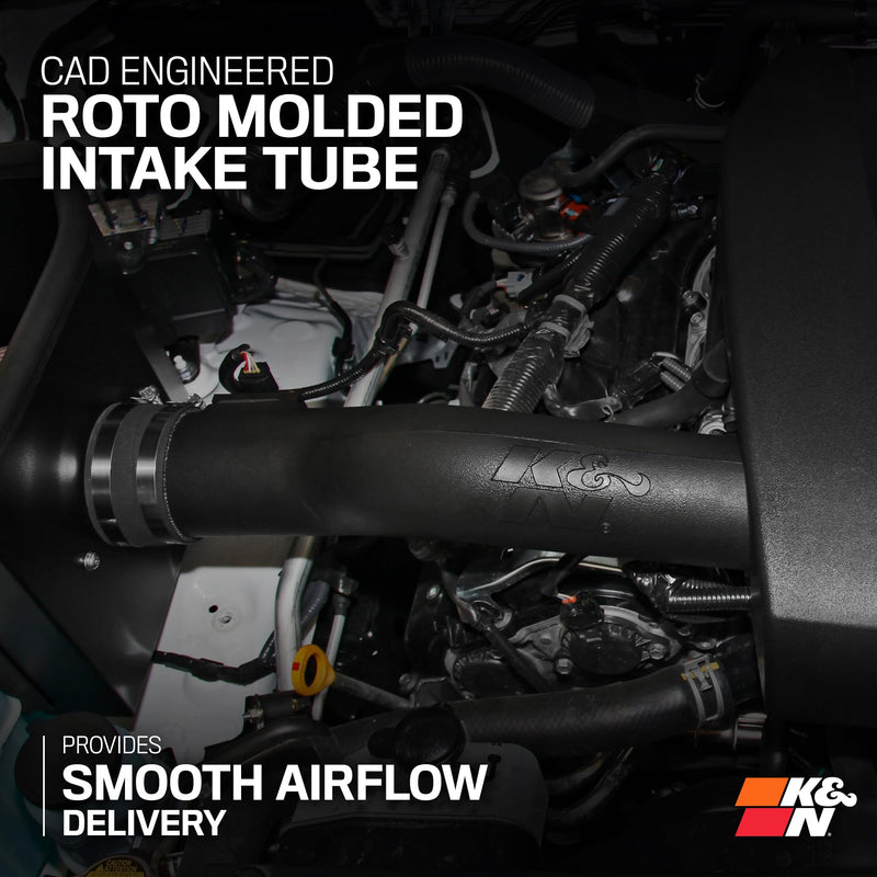Cold Air Intake System K&N: Dry-Flow Air Filter, Increase Performance & Towing: Compatible with 2016-2023 TOYOTA Tacoma, 30-9039