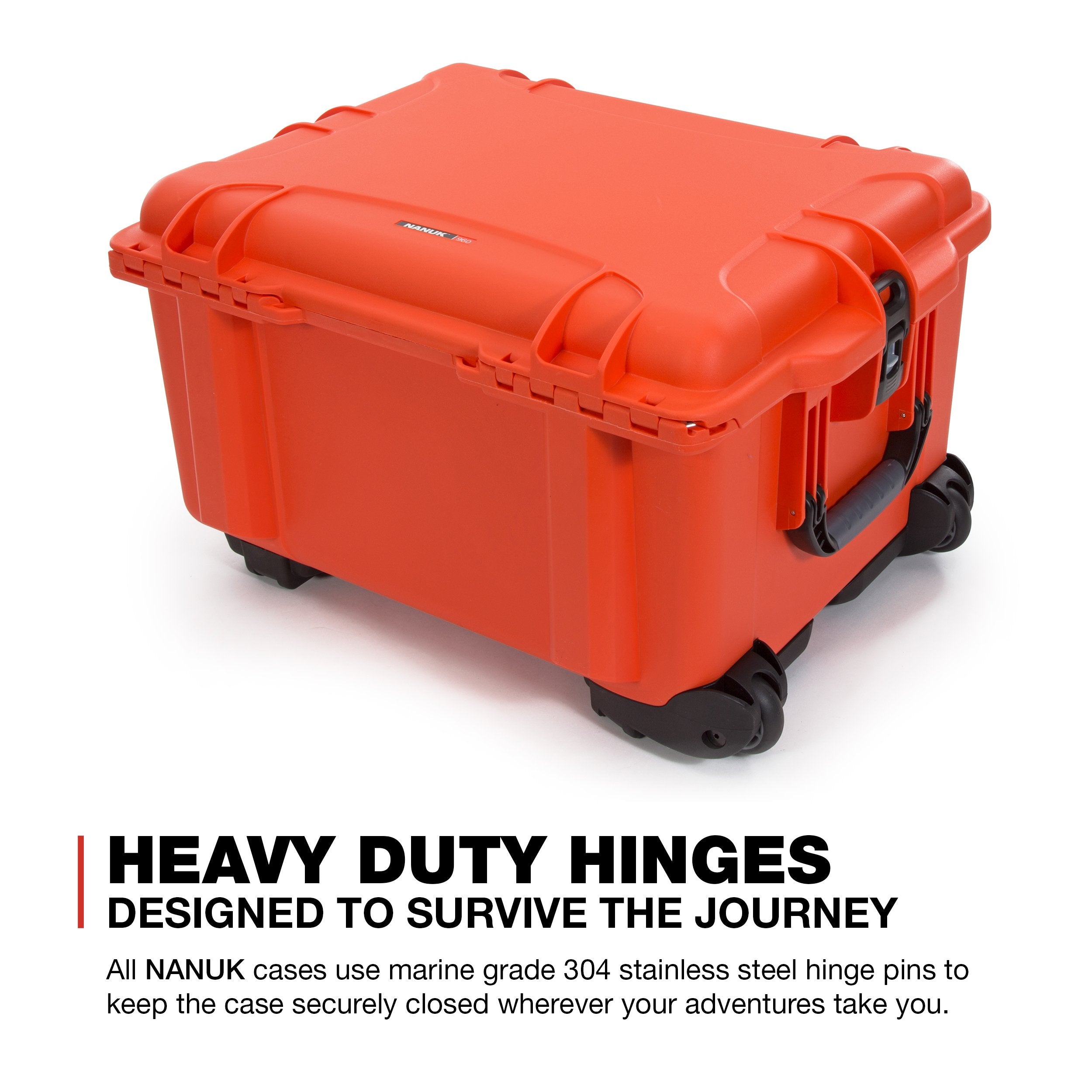 NANUK 960 Wheeled Series Lightweight NK-7 Resin Waterproof Protective Rolling Case, Orange